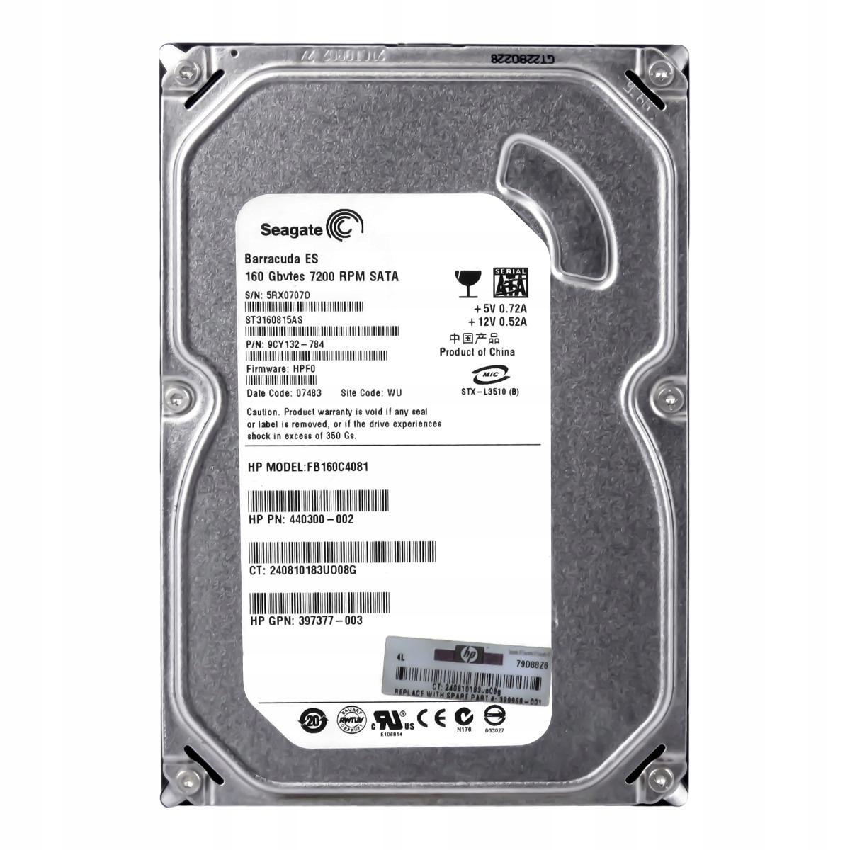 Hp 440300-002 160GB Sata II 7.2K 8MB 3.5'' FB160C4081
