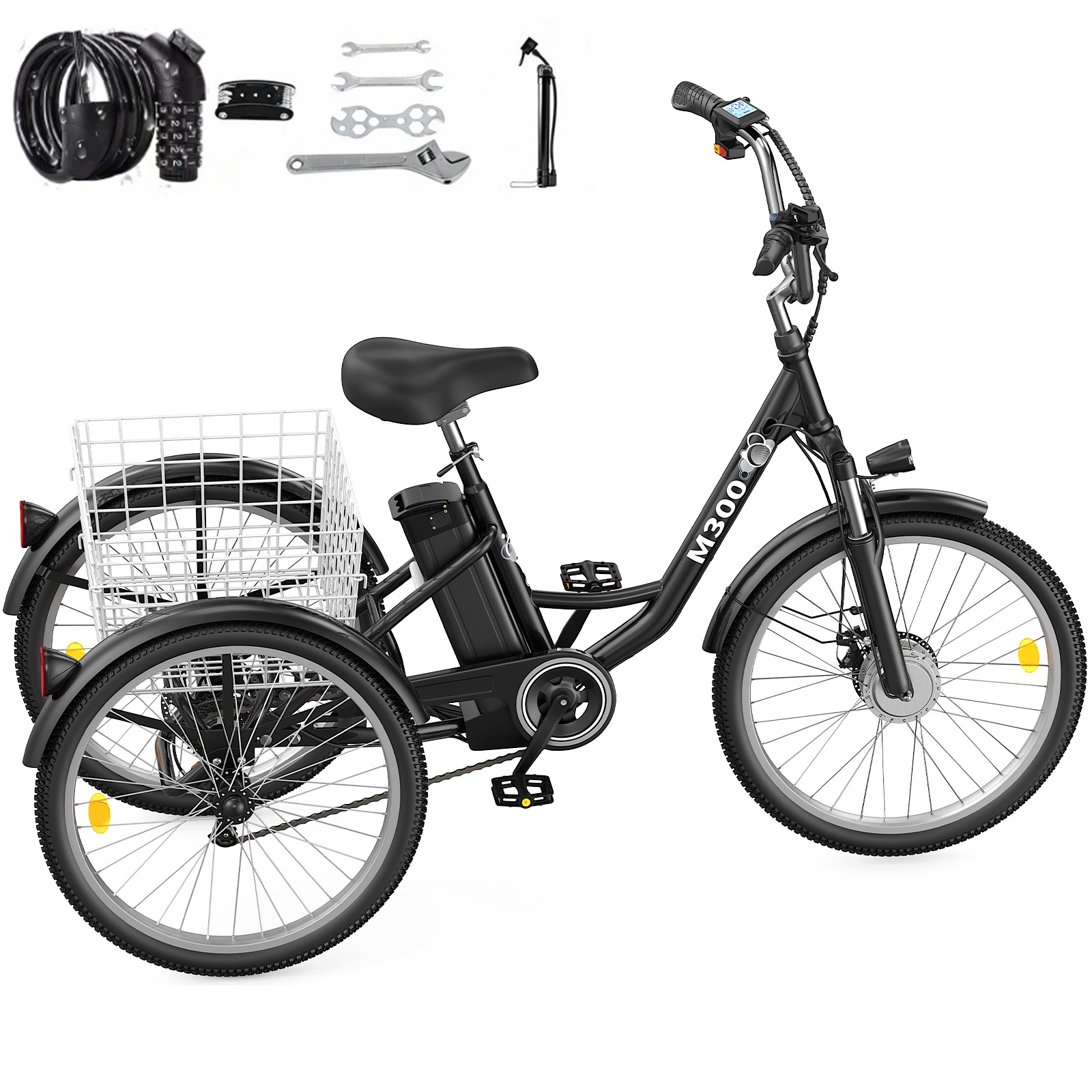2026 nowy Trójkołowy Elektryczny M300 250W 36V18AH 25KM/H 70km Shimano 7 Prędkości