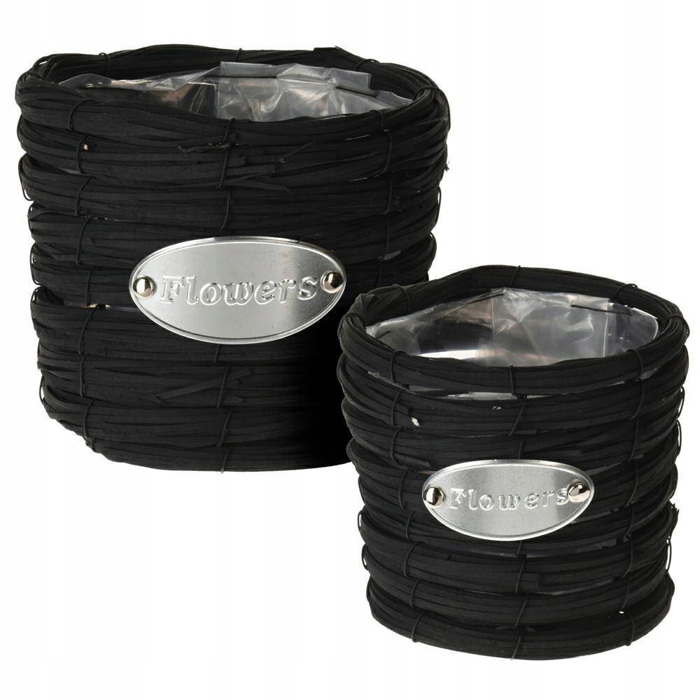 

Doniczka Ogrodowe 2 Doniczki Czarne Rattan Taras