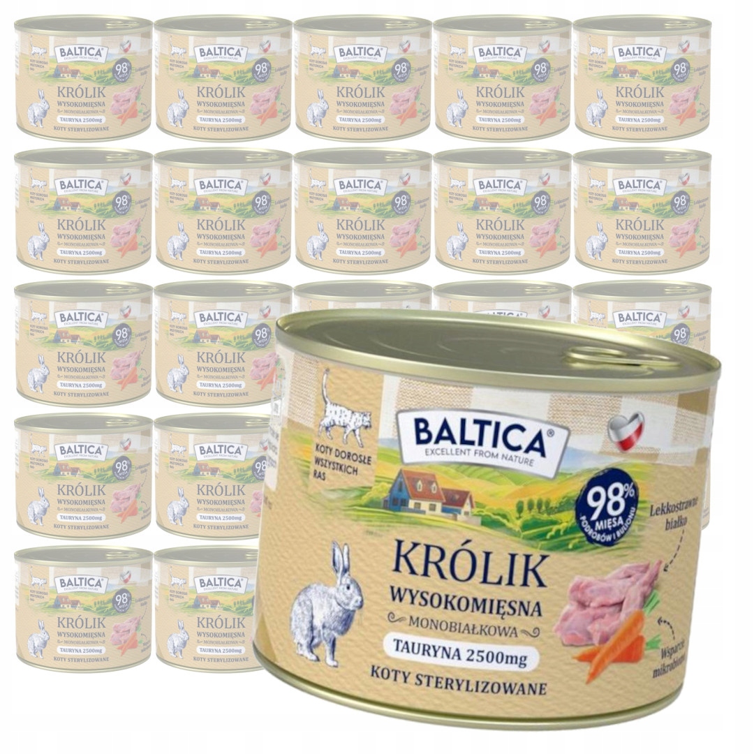 Baltica Smaki Regionów Królik 24x185g Mokra Karma Dla Kotów Sterylizowanych