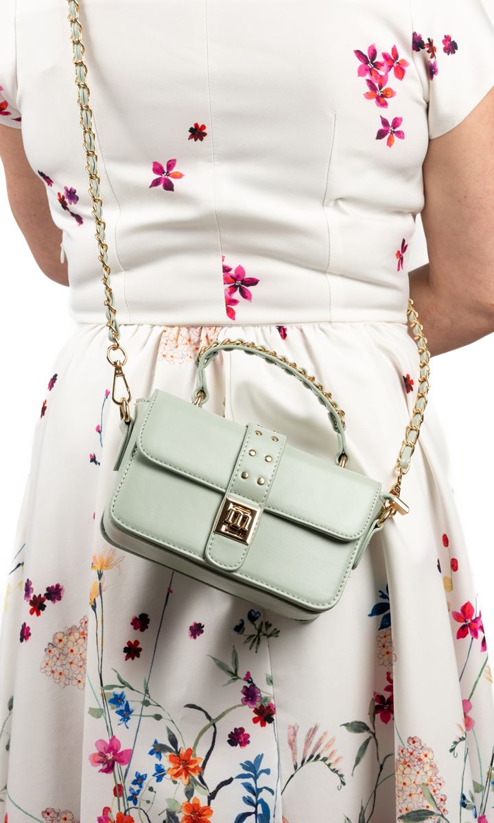 SELEDYNOWA TOREBKA DAMSKA KUFEREK Z DŻETAMI MATOWA