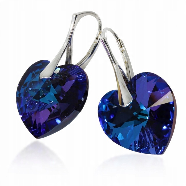 

Swarovski - srebrne kolczyki - Serca Heliotrope