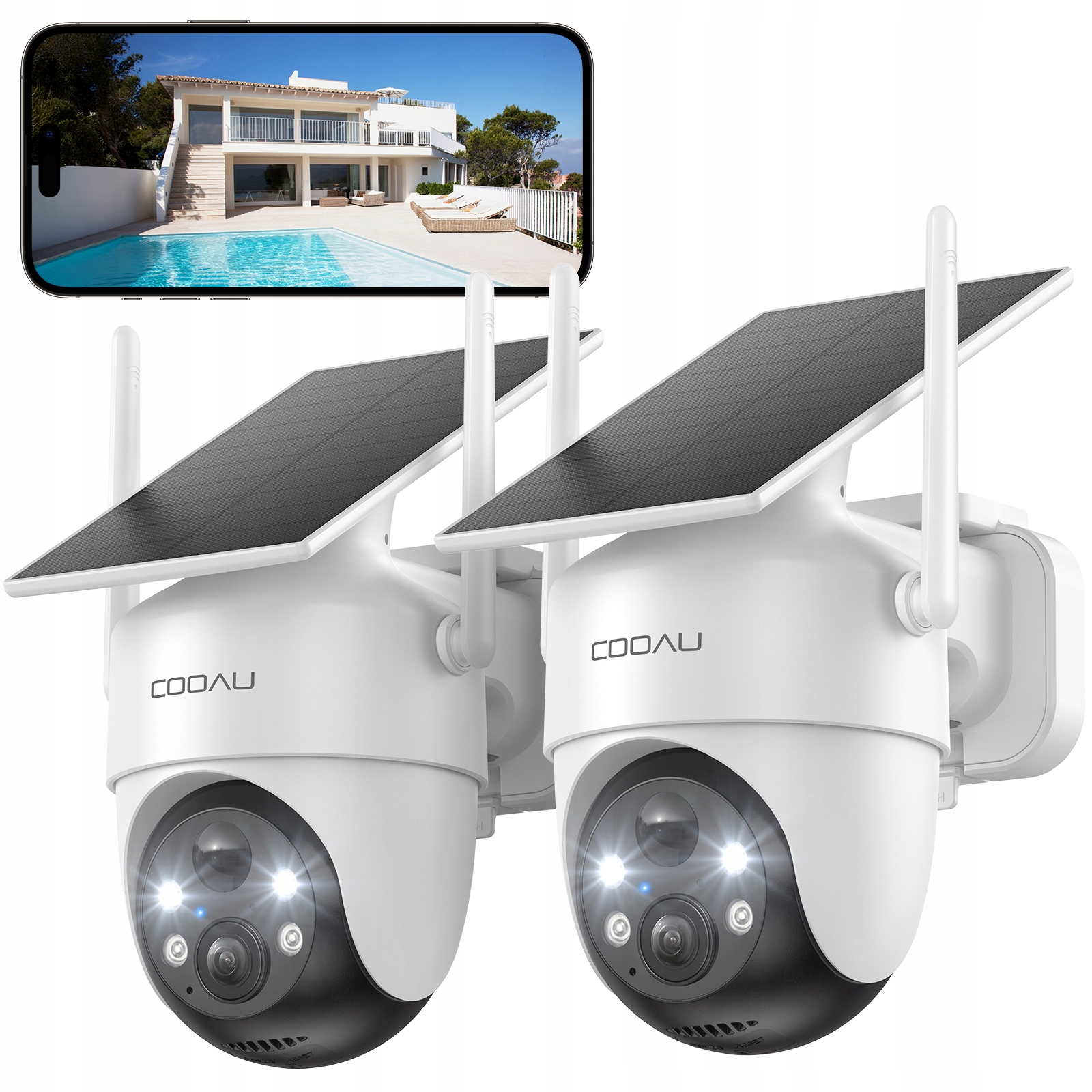 2x Solární Kamera Wifi 3MP Smart Venkovní Otočná Ip Bezdrátový Alarm