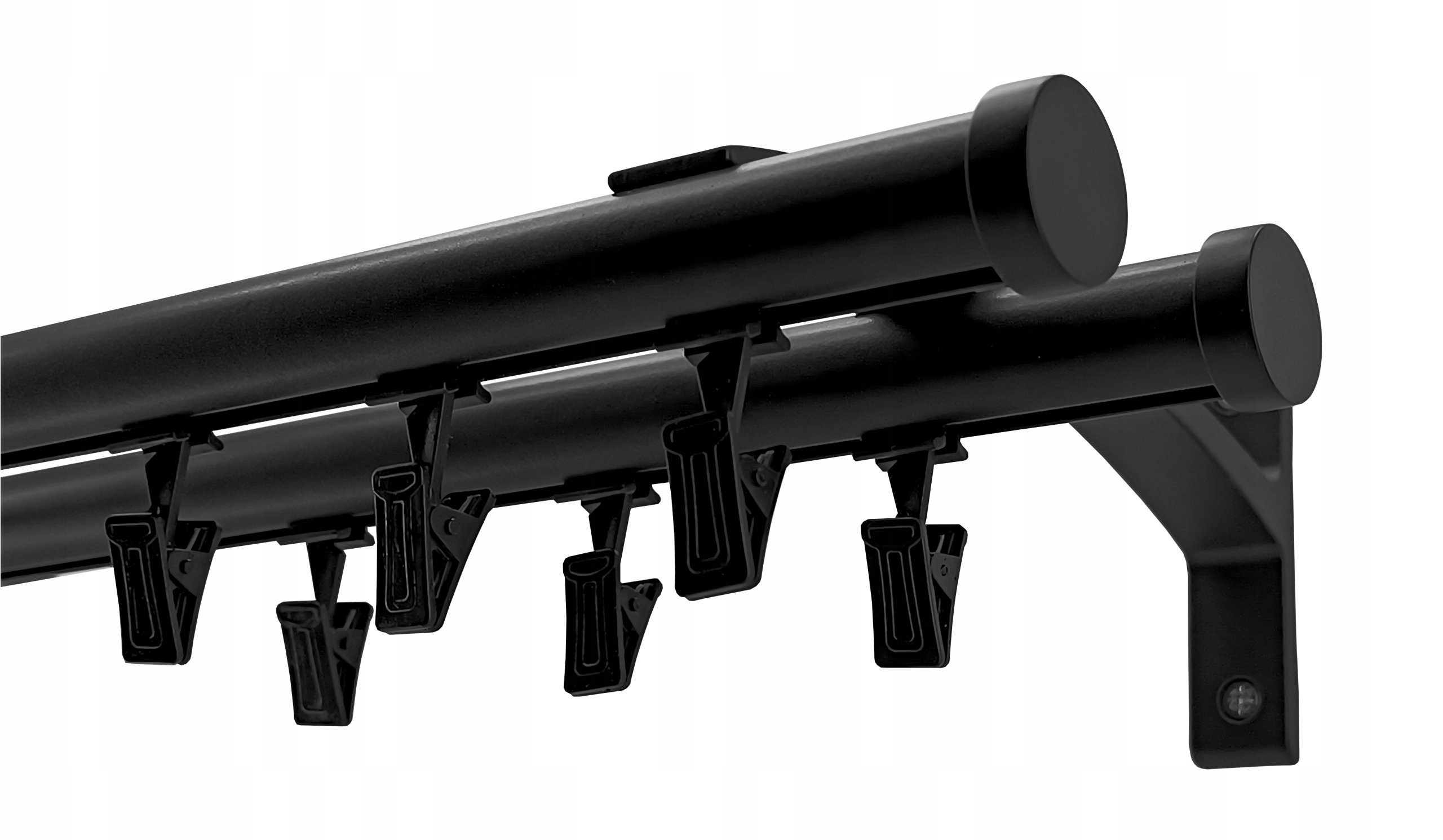 KARNISZ SZYNOWY ALUMINIOWY 20+20mm CZARNY 250cm LUNA żabki Kod producenta Karnisz II 20mm CZARNY 250cm SZYNA ALU  żabki