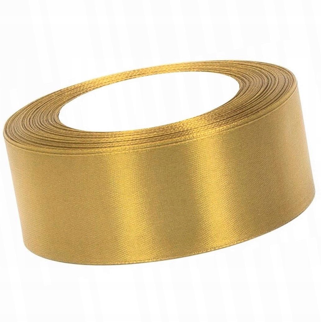 WSTĄŻKA TASIEMKA SATYNOWA 38mm 32m Złota V-75