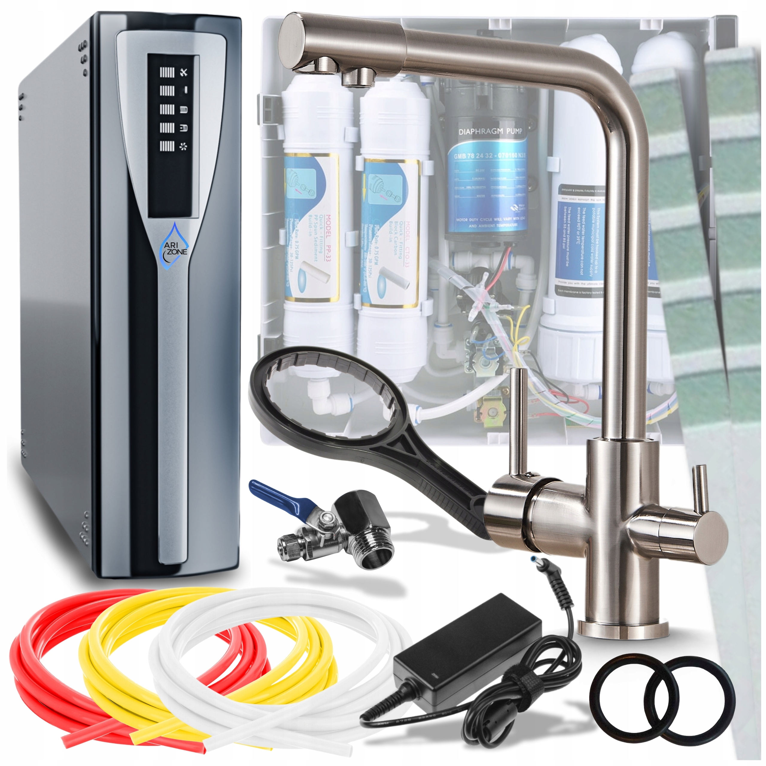 Systém filtrování vody Nanofiltr Baterie Stříbrná Třícestná kohoutková baterie do kuchyně