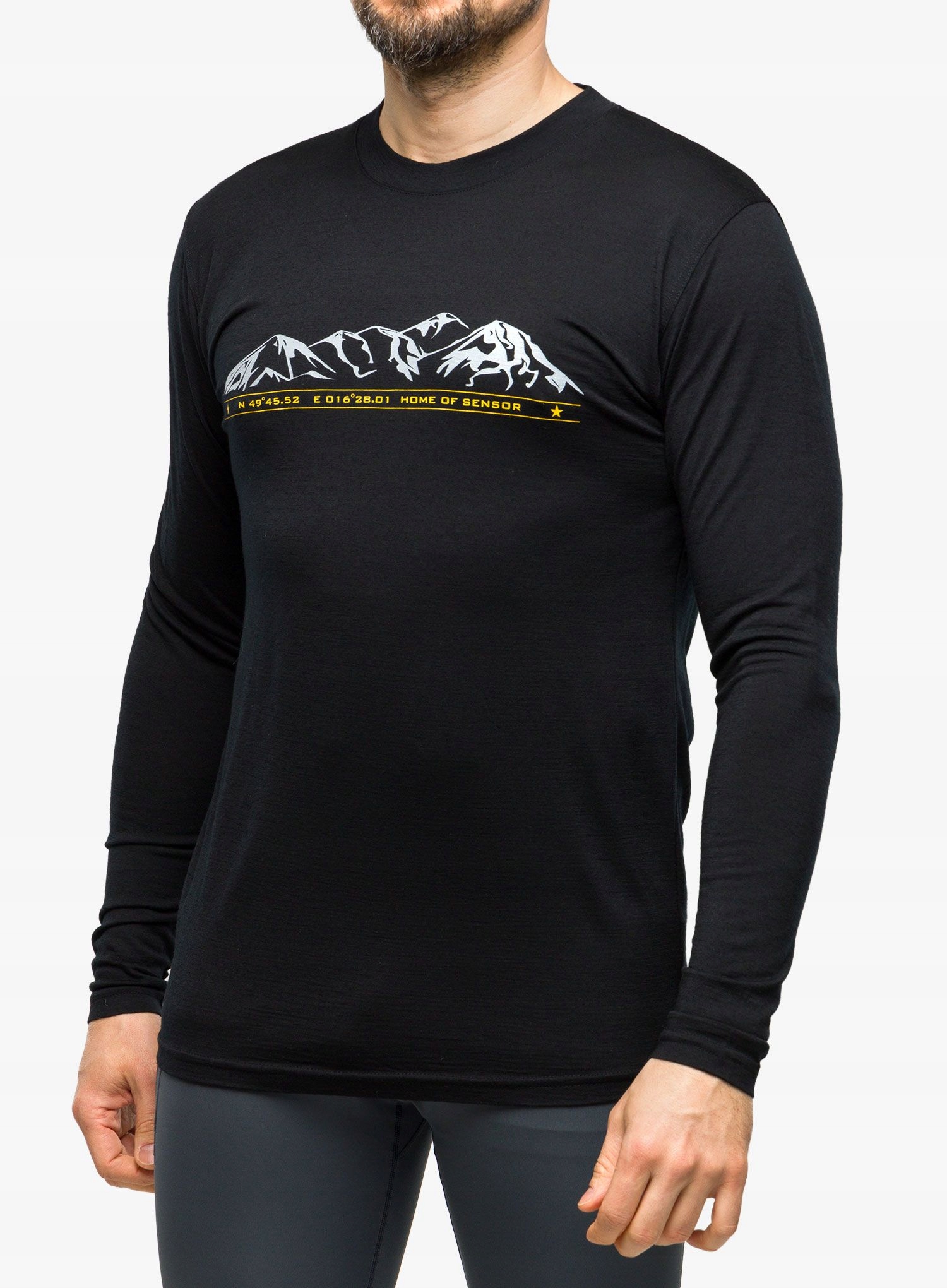 Termoaktivní mikina Sensor Merino Active Pt Tee L/s black mountains S