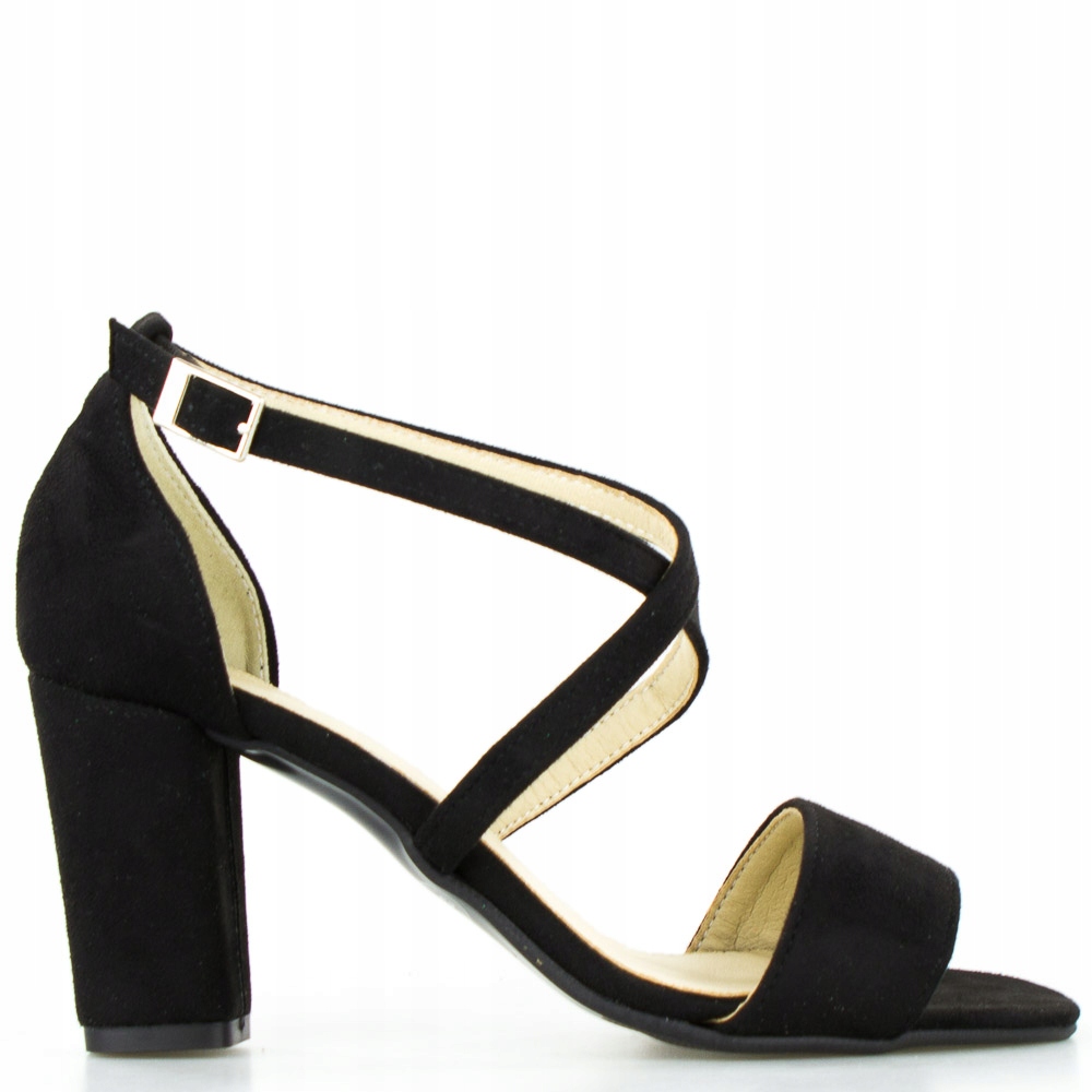 

Czarne Sandały Retro Na Słupku Zamszowe 40