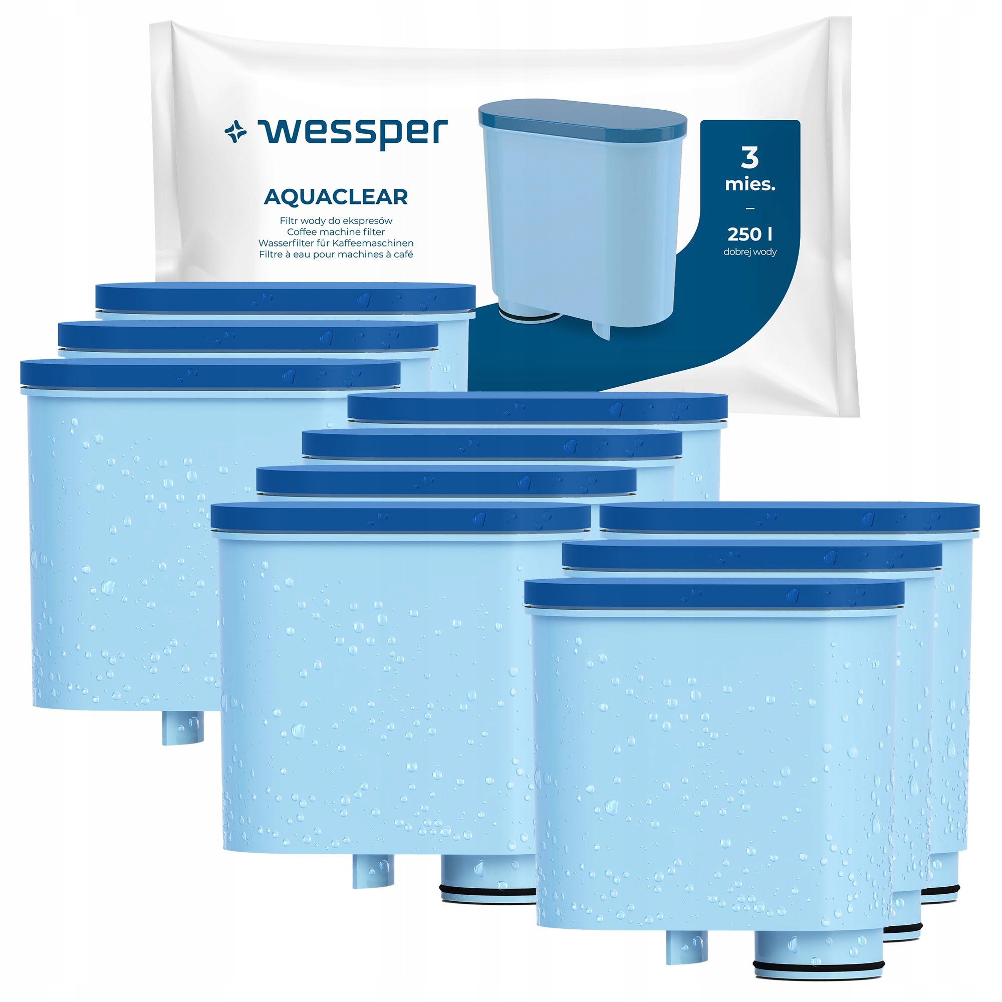 10 x Wessper vodní filtr pro kávovar Philips Saeco LatteGO Latte Go 5400