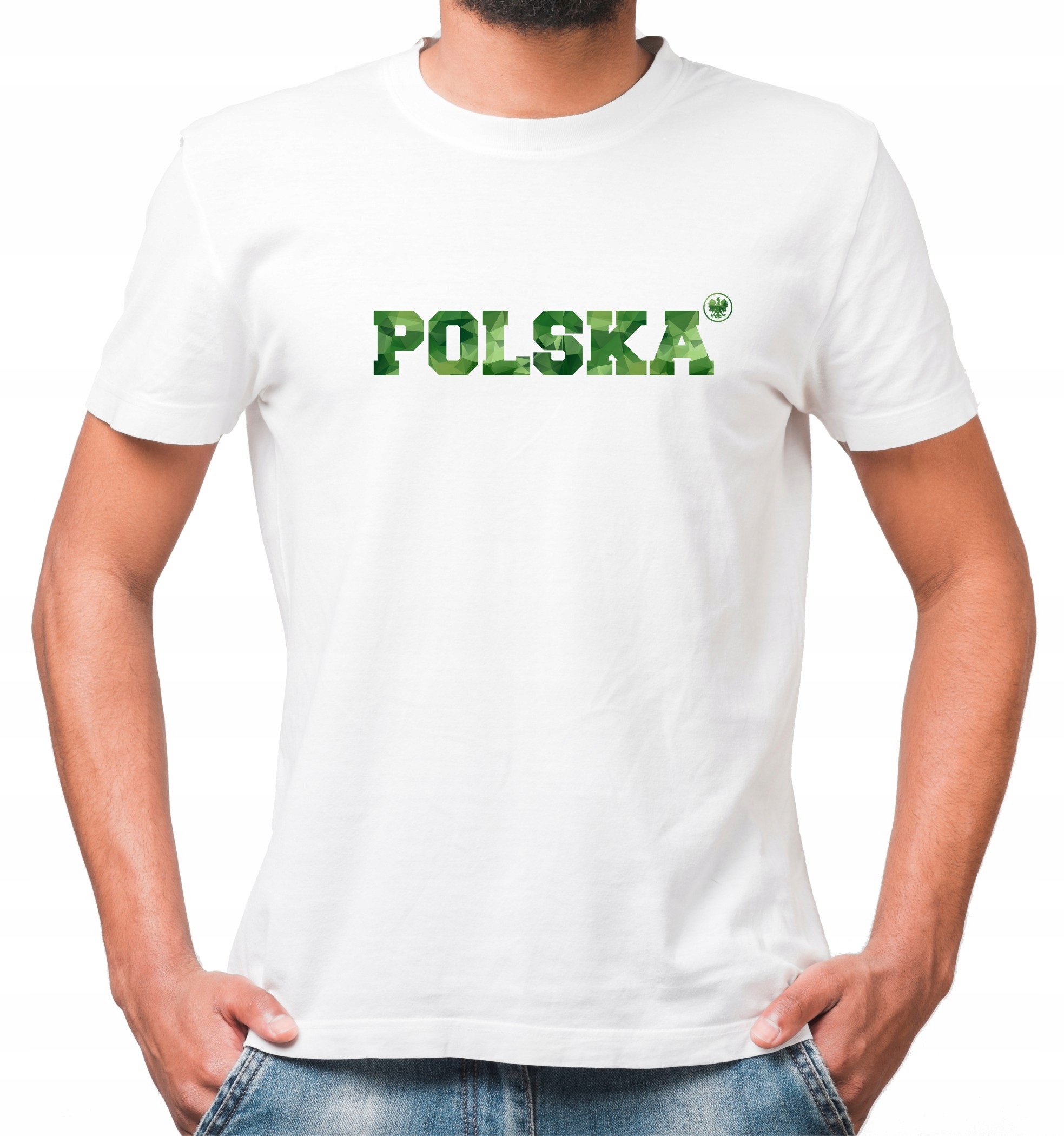

Męska Koszulka Patriotyczna Biała Bawełna r.M