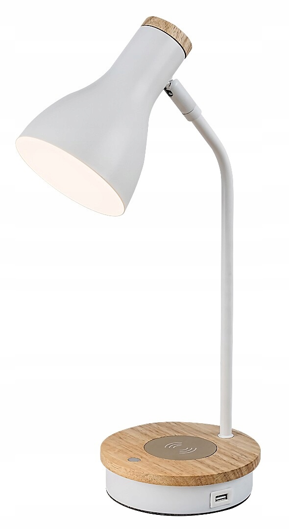 Stolová lampa s indučnou nabíjačkou a Usb biela matná E14 Mosley Rabalux