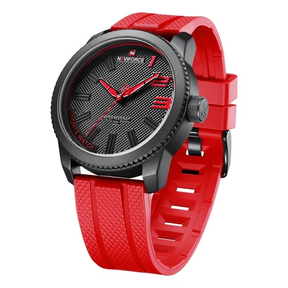 Hodinky Naviforce masivní vojenský sportovní pásek pro muže, červená guma