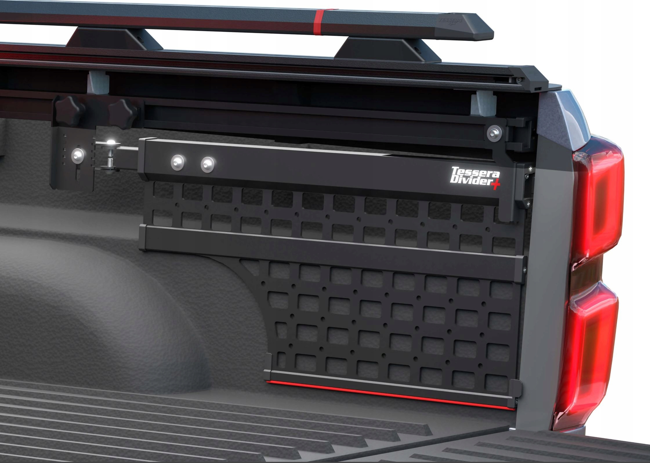 Tessera Divider+ 2 viename pikapo kėbulo krovinio pertvara su slankiojančia sistema