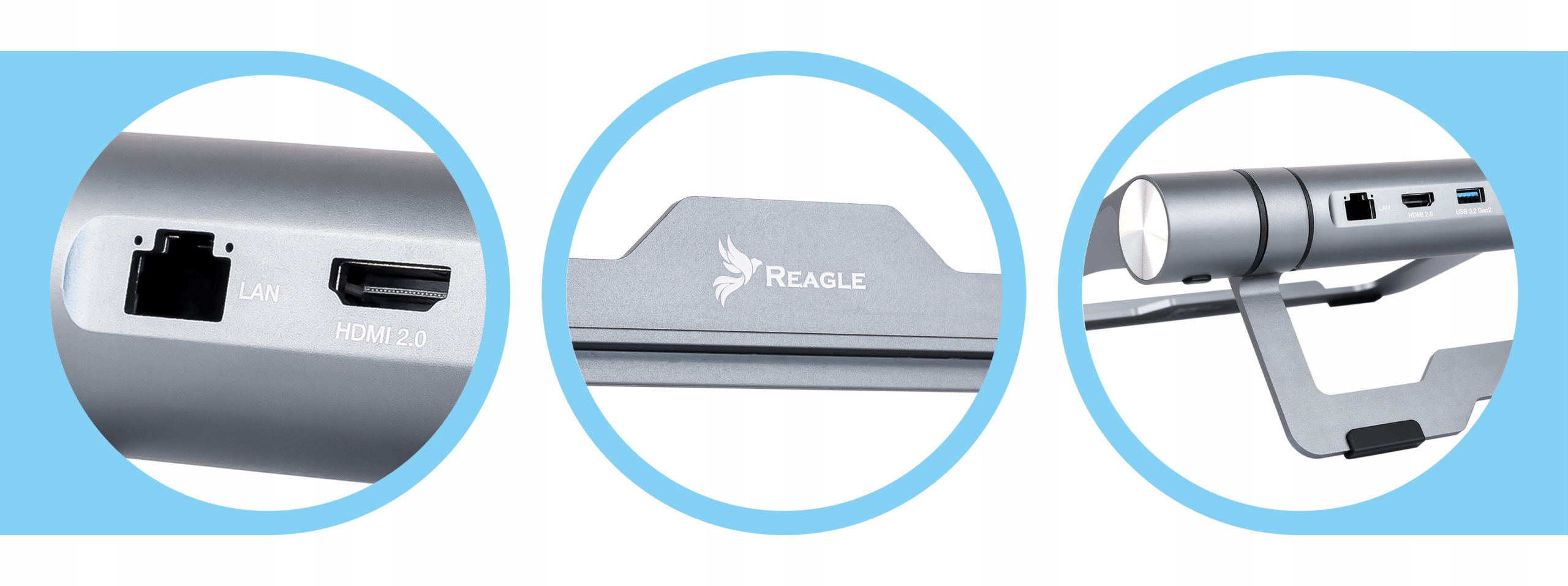 REAGLE PODSTAWKA POD LAPTOP REGULOWANA STOJAK MACBOOK HUB HDMI PD LAN USB-C Informacje o bezpieczeństwie CE