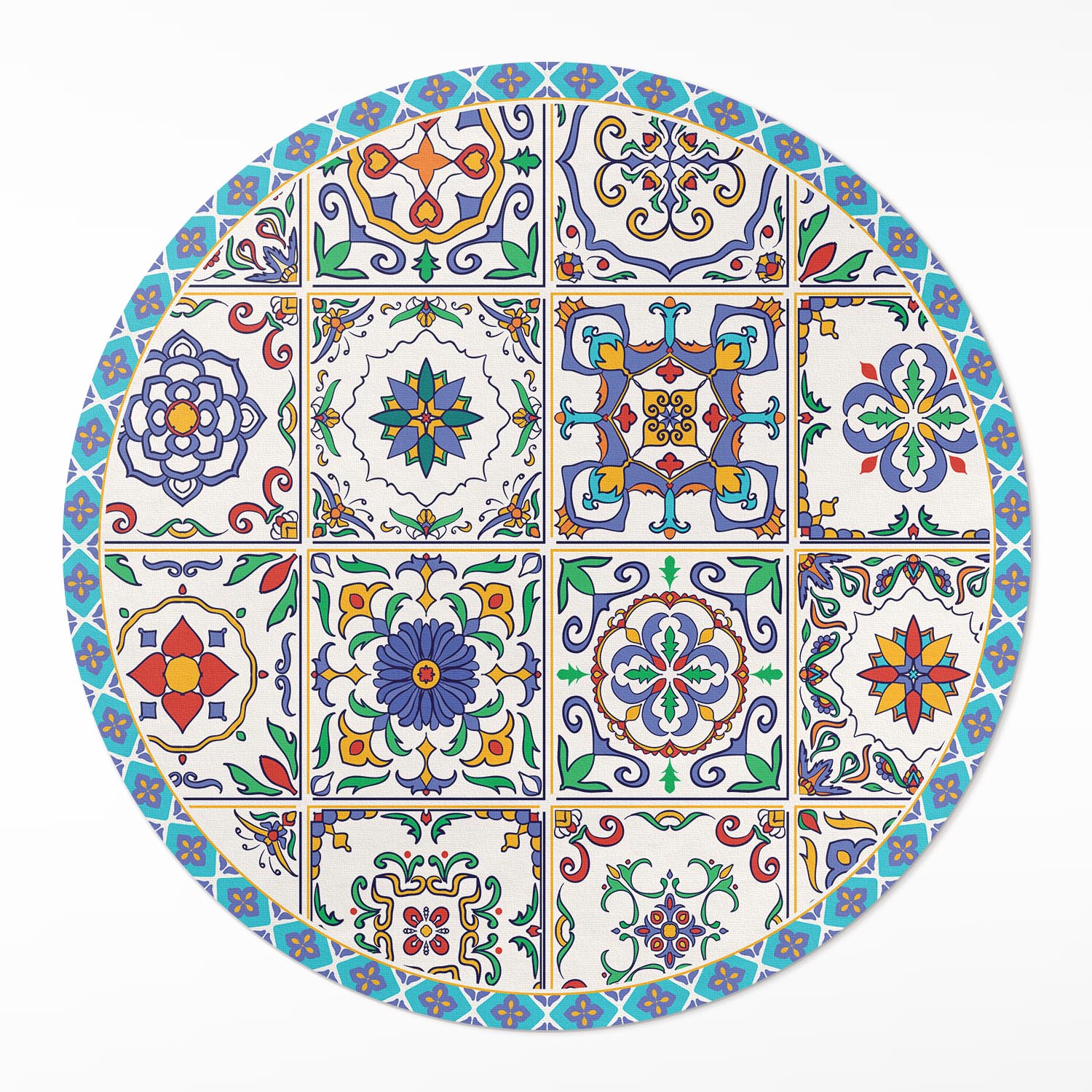 Okrúhly vinylový koberec s protišmykovou úpravou Zdobené podlahové dlaždice ⌀ 100 cm