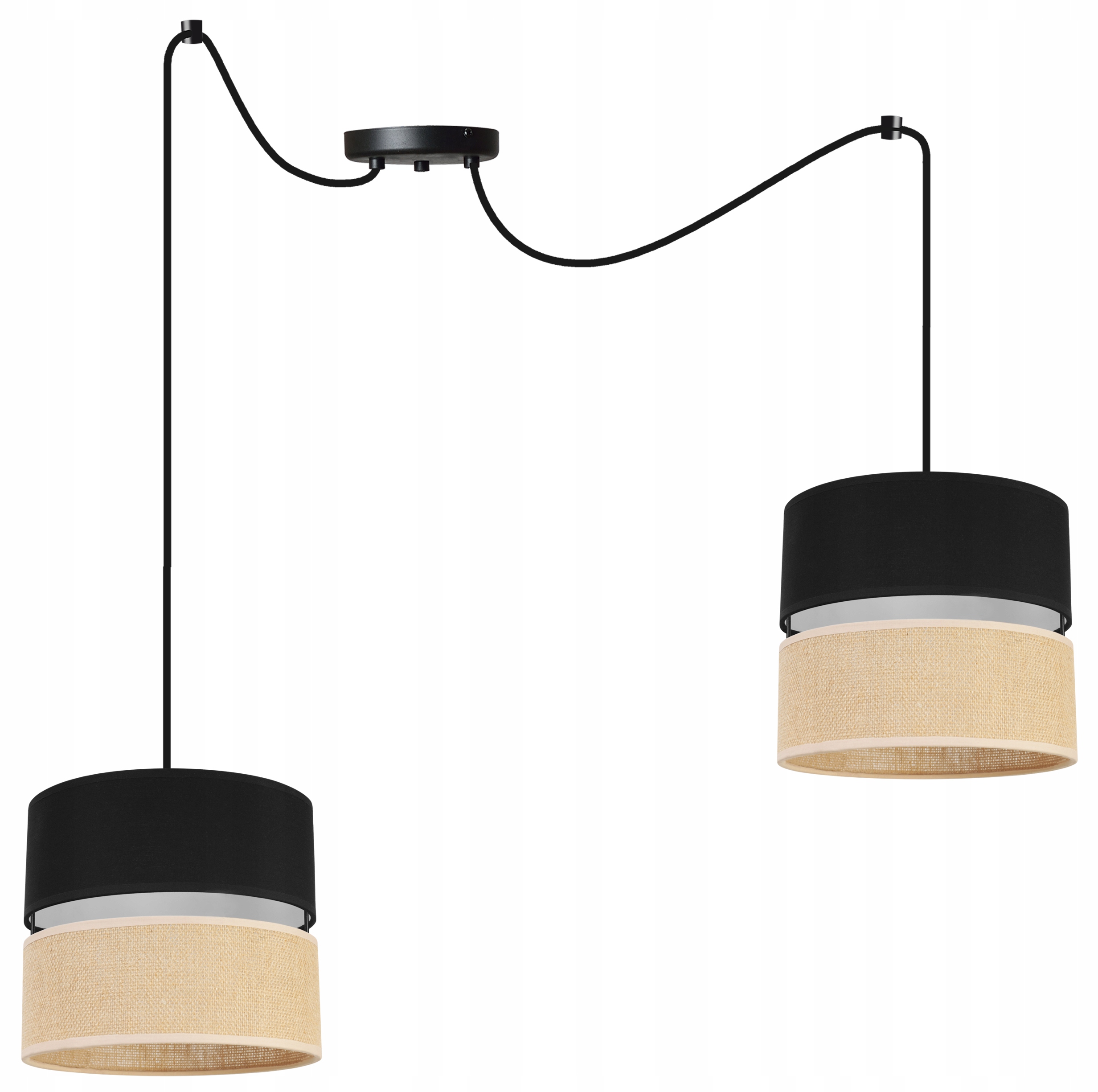 Závěsné Stropní Svítidlo Lustr Pavouk Loft Černé Stínidlo Boho Juta Kvalita
