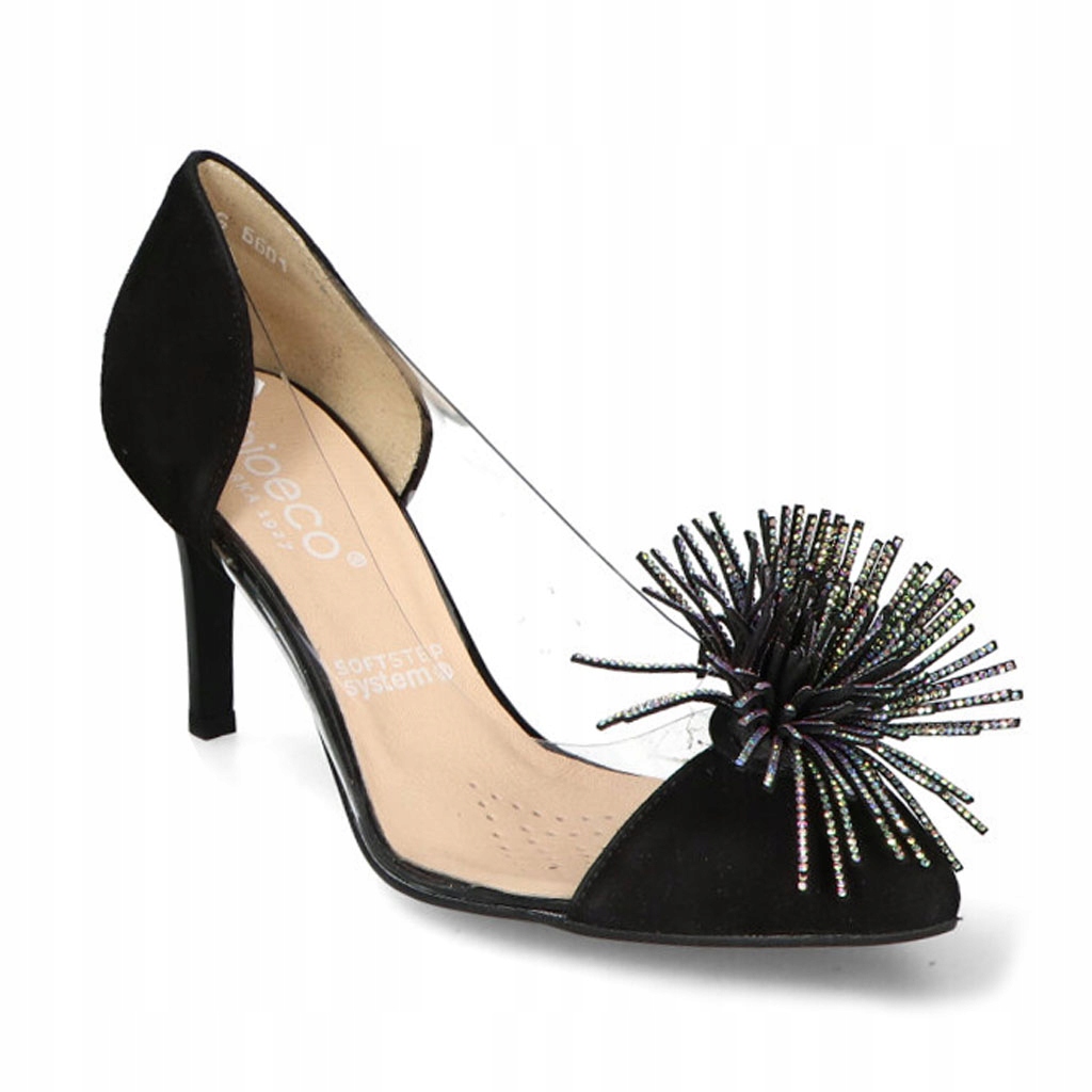 Dámské lodičky Arka Transparentní Černé Semišové s ozdobou 37