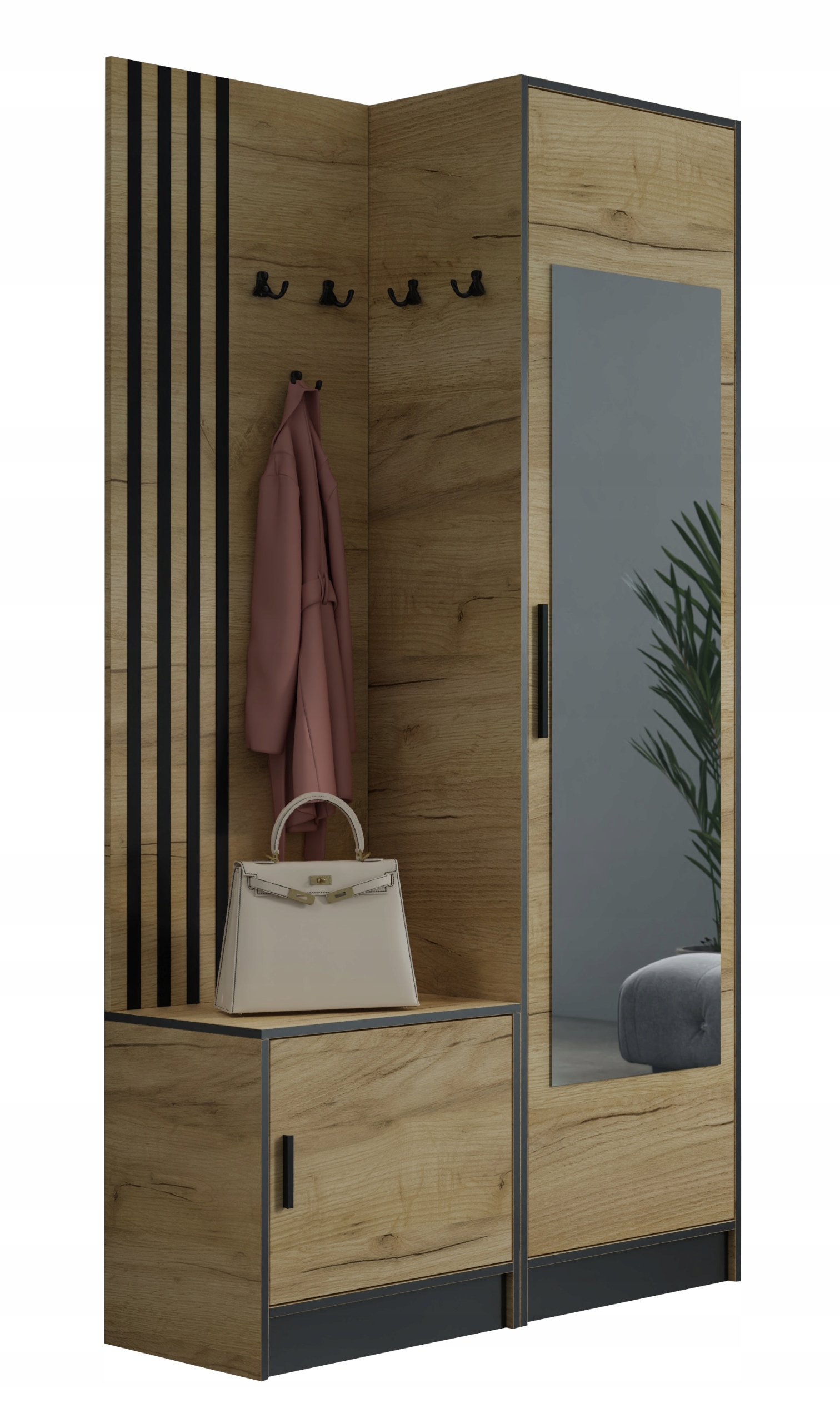 

Garderoba Dior Plus 11 z siedziskiem lamele lustro