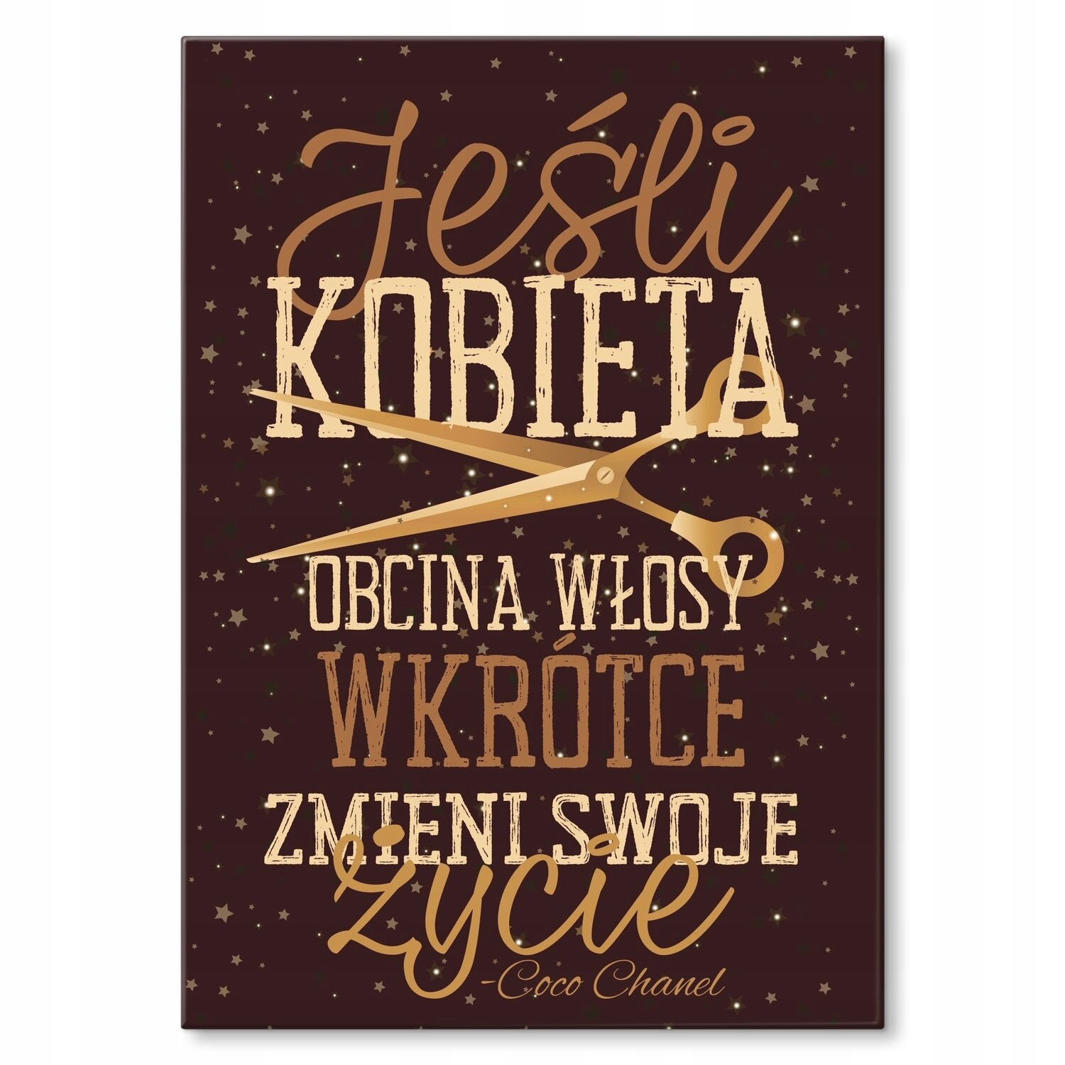 Kovový plakát Pokud žena stříhá vlasy Dárek