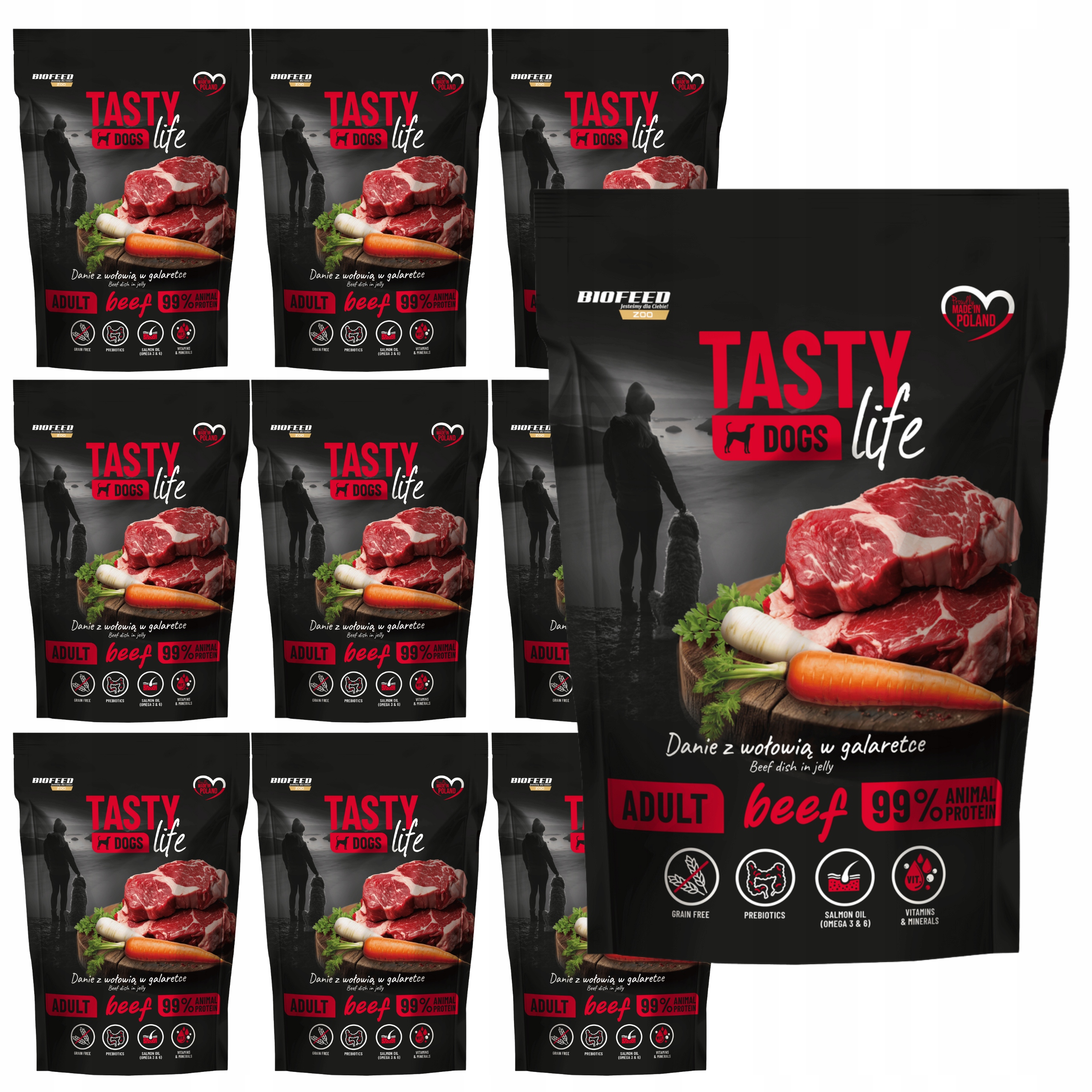 Krmivo pro psy Biofeed Tasty Life Adult Hovězí maso v želé 10 x 500 g