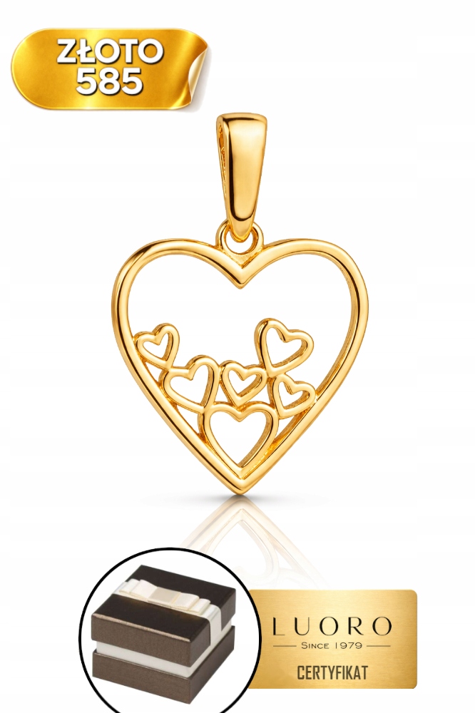 Zlatý Přívěsek 585 14K Srdce Šest Srdíček 1,8 CM Elegantní