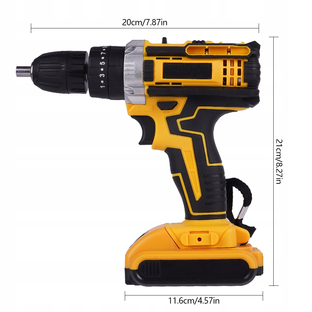 BEZPRZEWODOWA WIERTARKA 21V 2 PRĘDKOŚCI Z ŚWIATŁEM LED Stan opakowania oryginalne