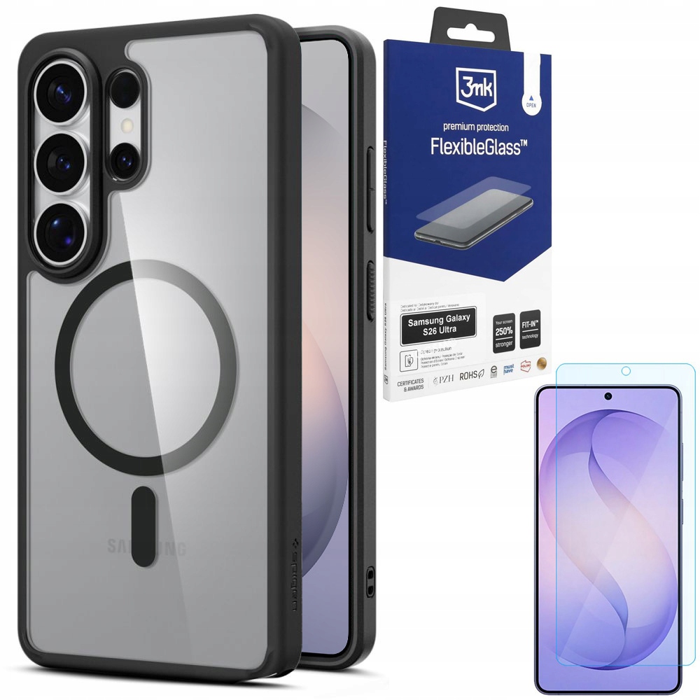 Pouzdro Spigen Ultra Hybrid MagSafe Sklo 3mk pro Samsung Galaxy S26 Ultra