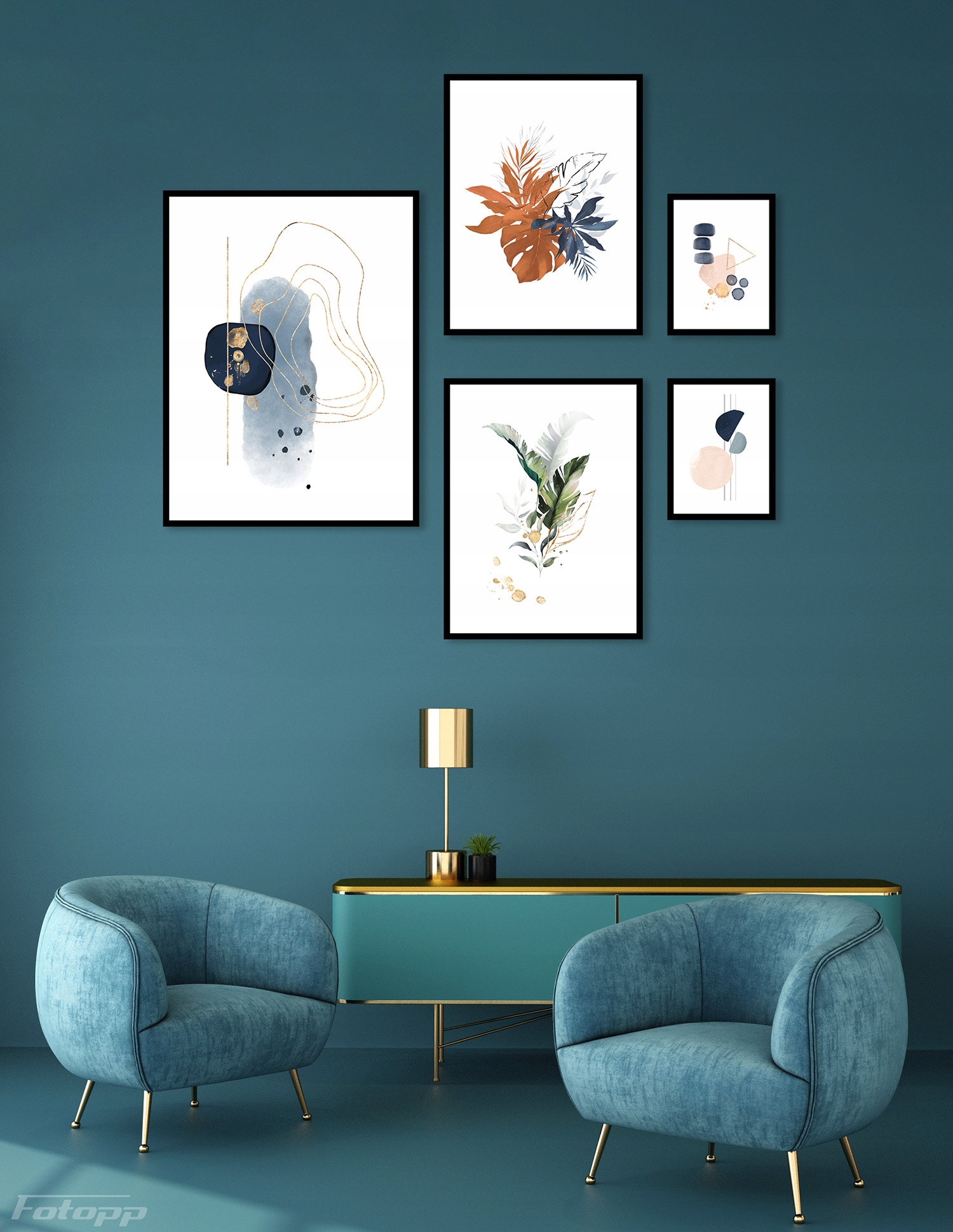 Набор из 5 плакатов для элегантного интерьера дома Марка Инна
