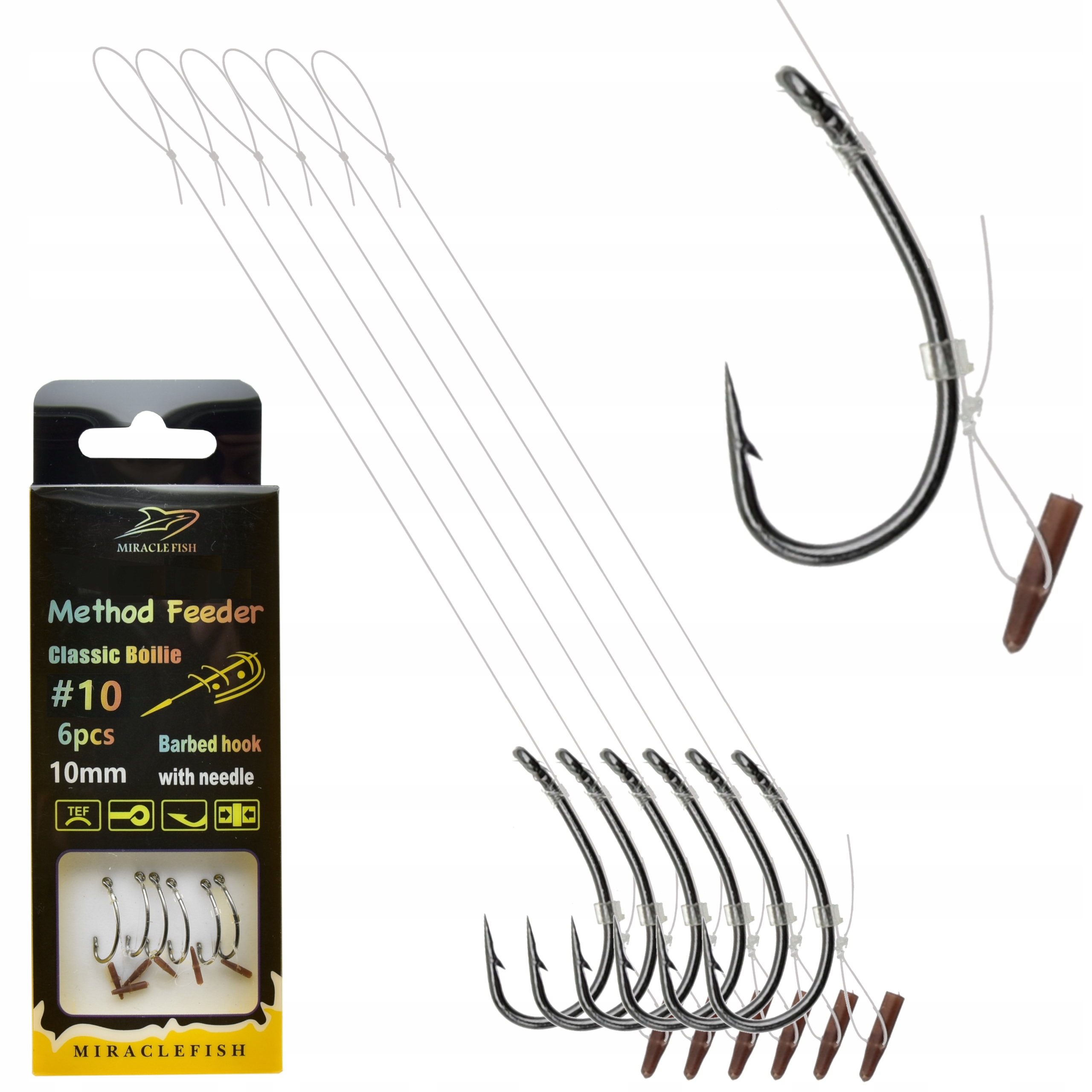 

Haczyki Method Feeder na przyponie ze stoperem r10