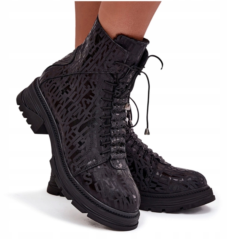 Kotníkové Boty Workery Z Přírodní Zateplené Kůže Artiker 57C2257 Černé 38