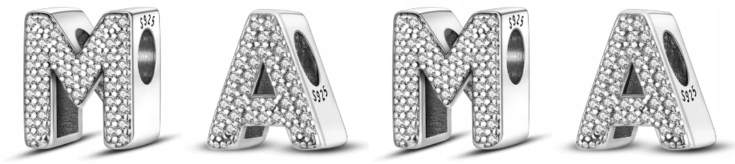 Dárková Sada Přívěsky Písmena Maminka Korálky s písmeny Stříbro 925 Den Matek