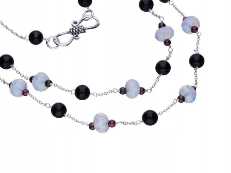 Stříbrný náramek 925, černé a bílé korálky, elegantní vzor jako dárek