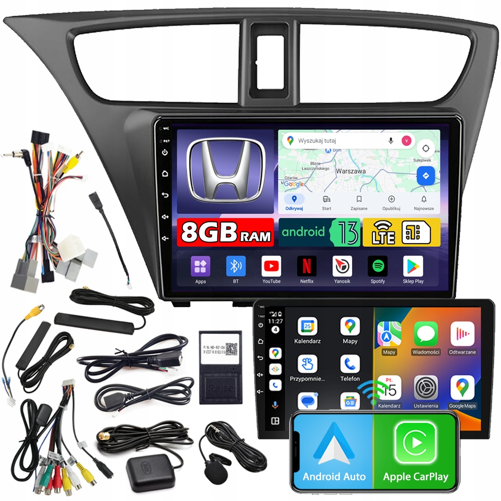 Rádio 2DIN Ncs ZQ9 Honda CIVIC IX 9 2012-2017 Android Navigace 8GB Lte