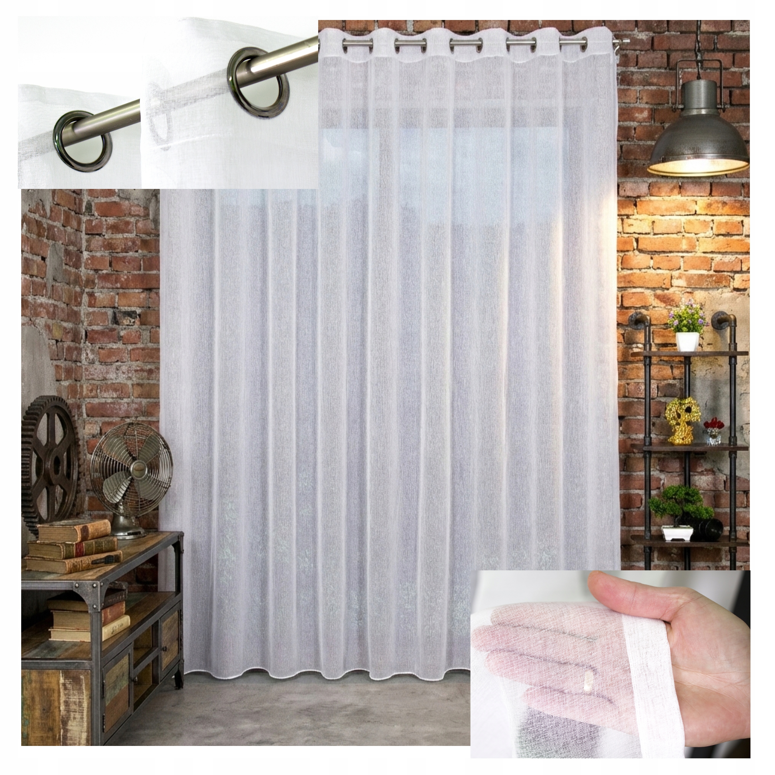 Záclona s olověnkou Industrial Etamin Oka Roma Hotová 500x160 Kolečka