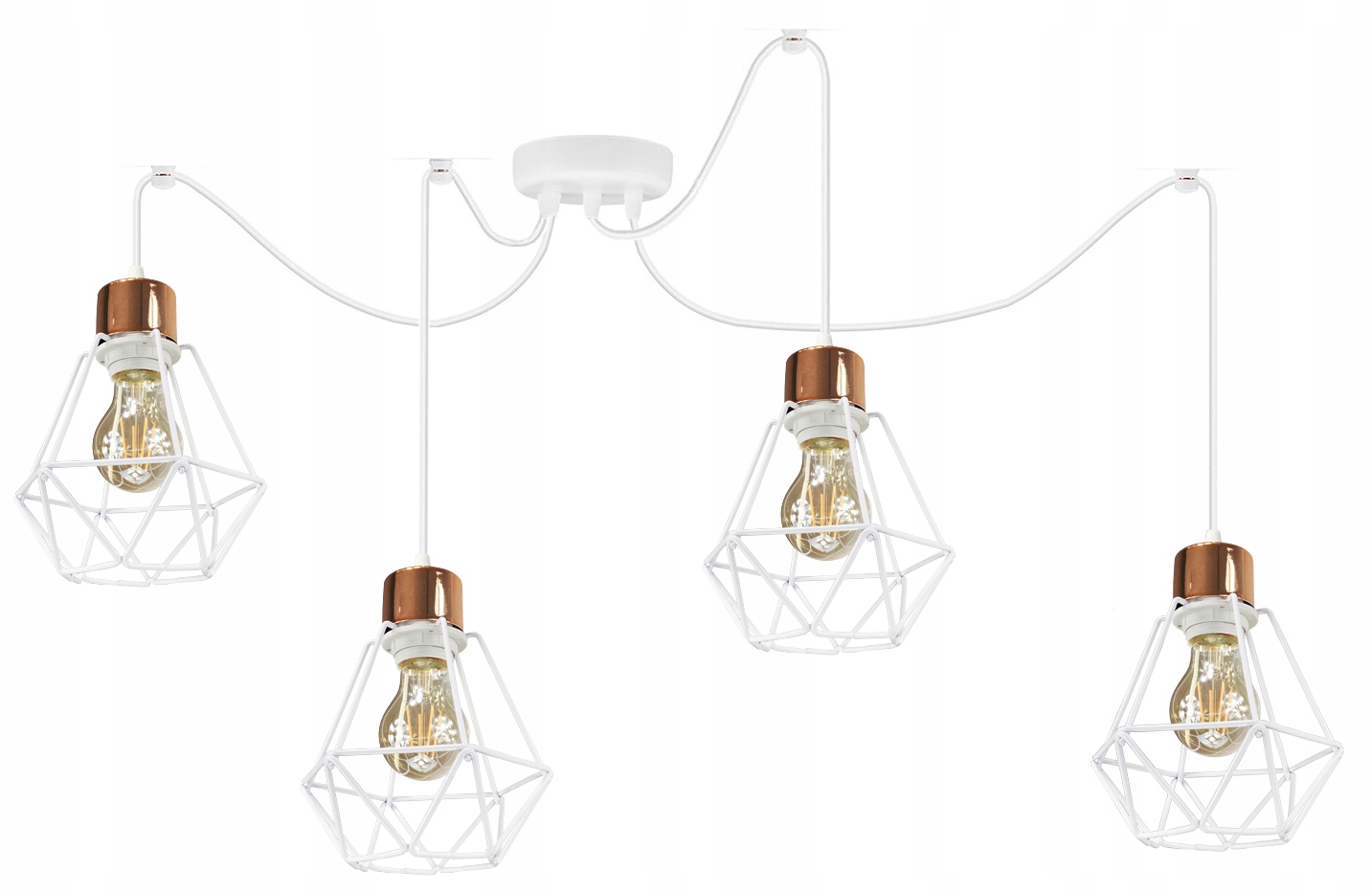 Závěsná lampa Pajak Druciak Diamond 4 Bílá Měď