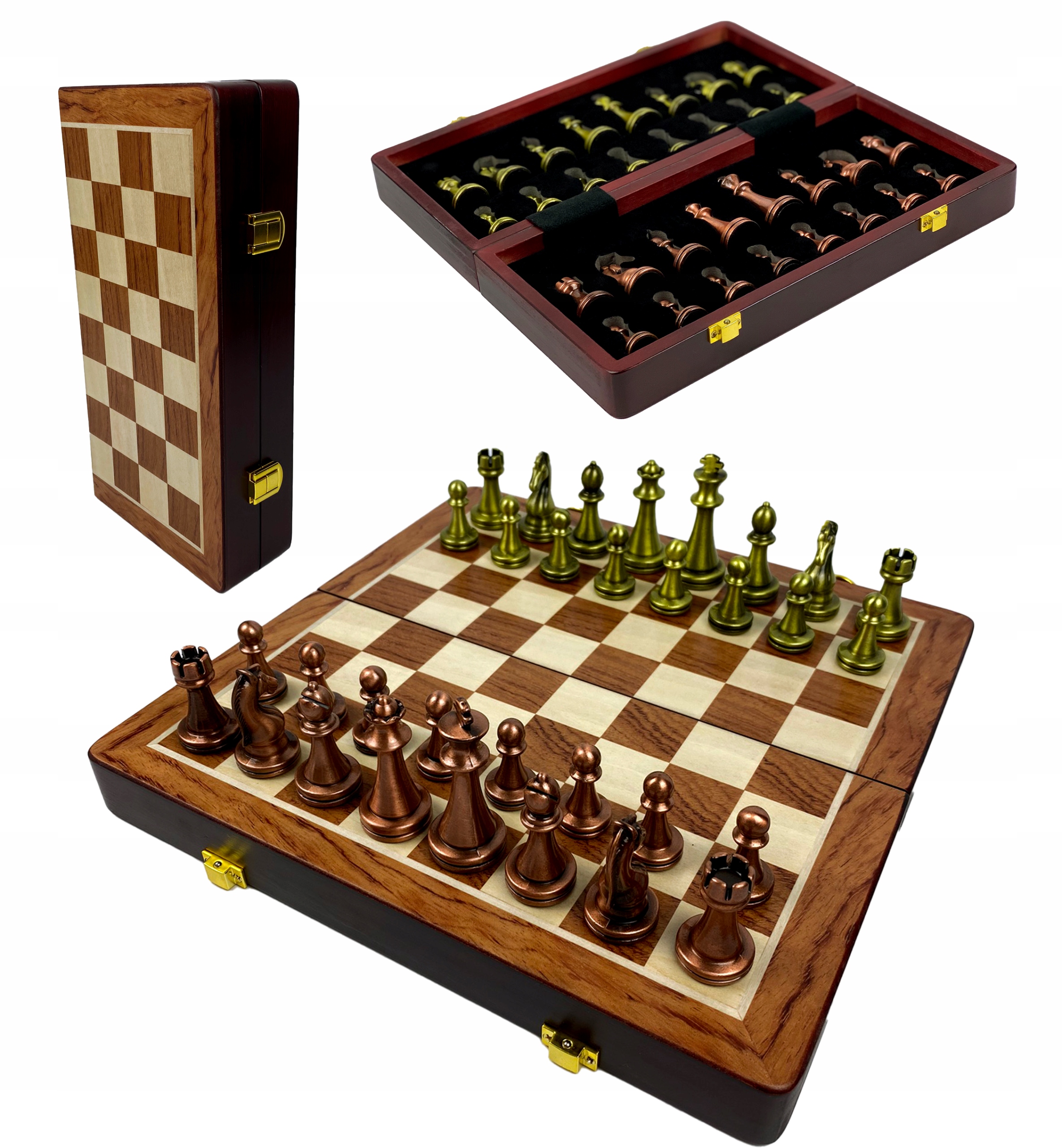 Luksusowe Metalowe Szachy Drewniana Walizka Jakość Premium