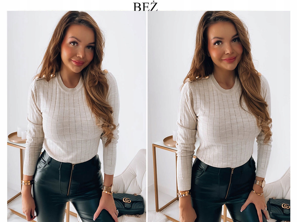 SWETEREK PROSTY PRĄŻEK ZDOBIENIA GUZIKI WSTAWKI KOLORY Model J999