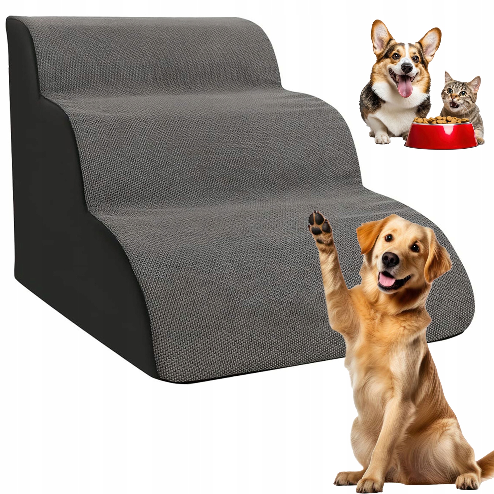 Levně Schody pro psa Rampa Plošina do postele 3 stupně Bezpečné Lovedog