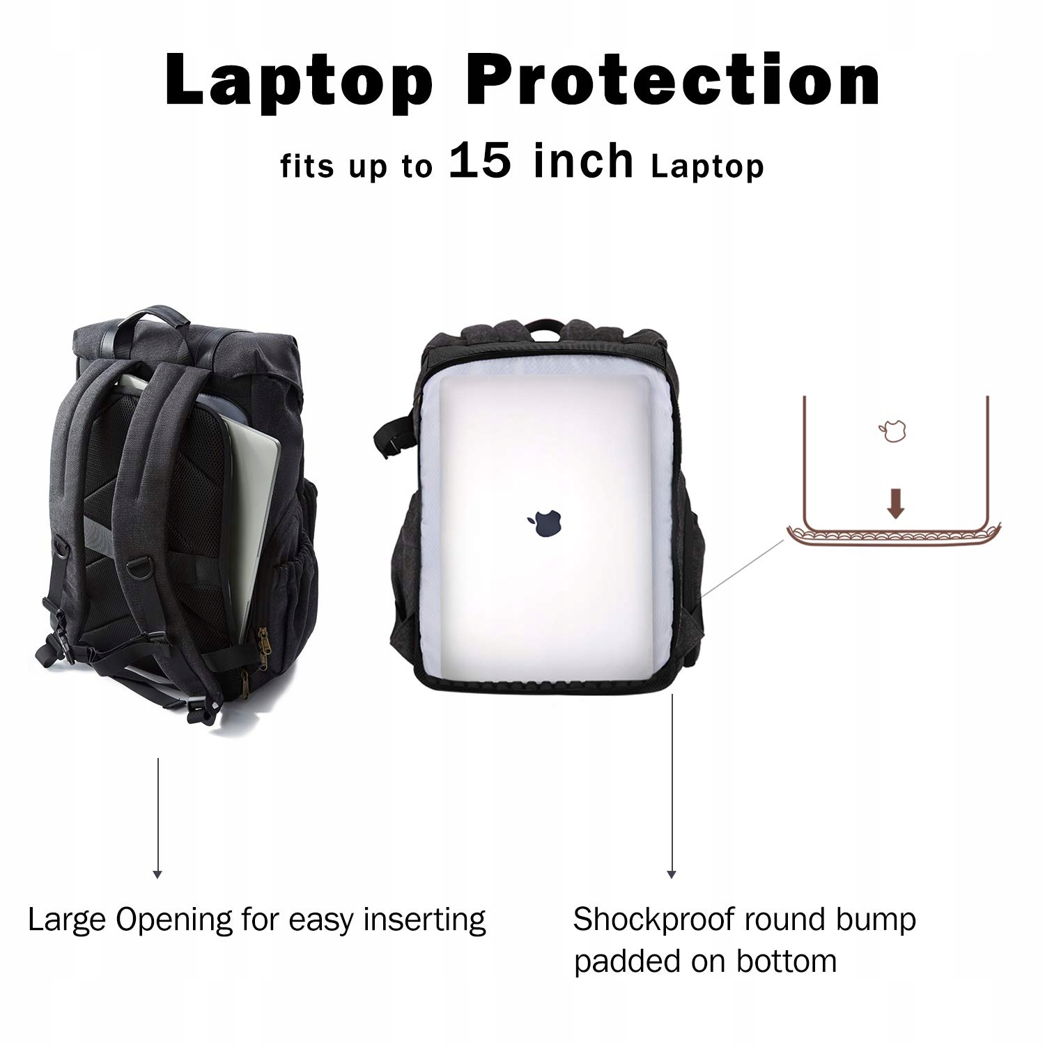 BAGSMART Plecak Na Aparat DSLR Wodoodporny Na Laptop 15 Cali Czarny — miniatura 5