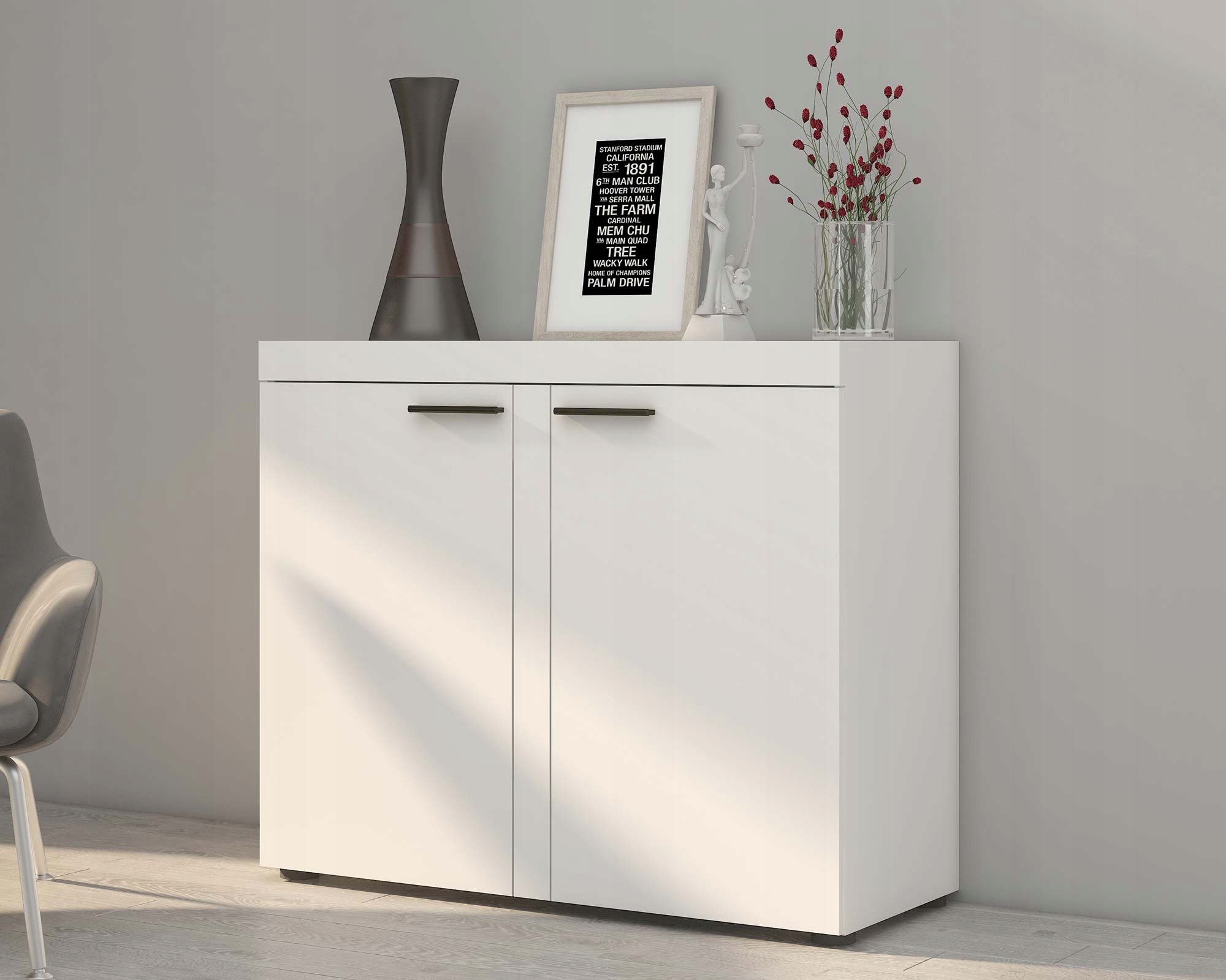 Moderní Prostorná Komoda 2 Skříněk Rumba Bílá