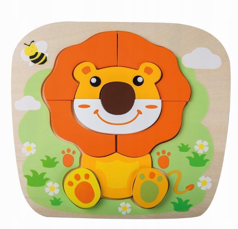 

Drewniane puzzle układanka zwierzątka lew Joueco