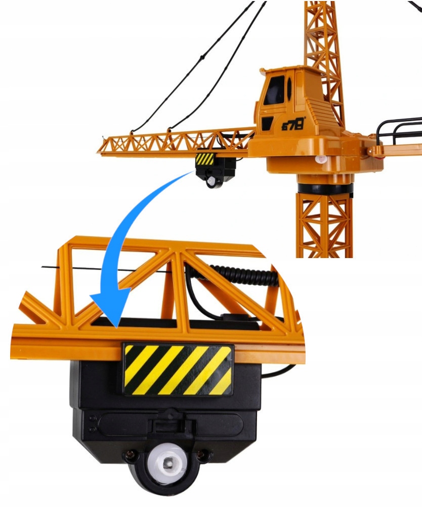 Mega Dźwig Żuraw Budowlany RC Zdalnie Sterowany 128cm na Pilot + Kask LED Wiek dziecka 3 lata +