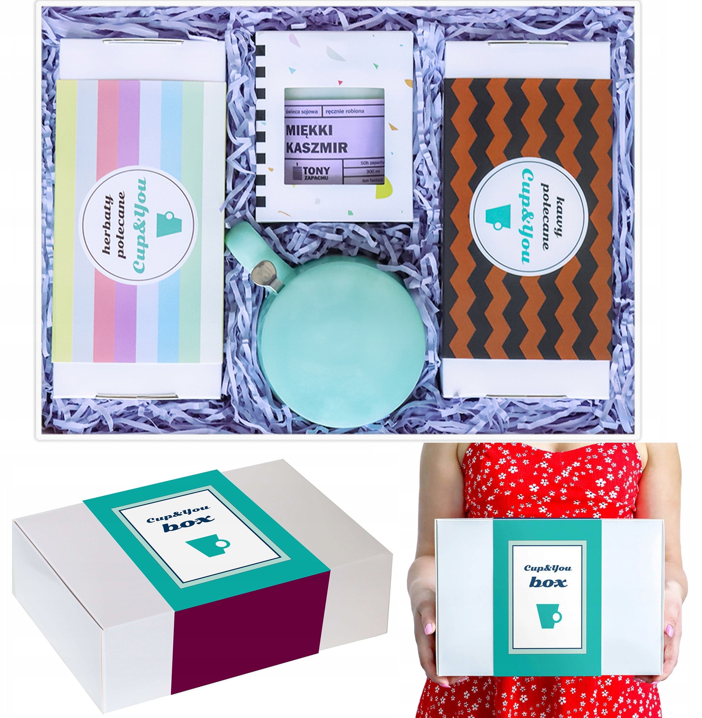 Velká Krabička Na Dárek Chuťové Čajové Kávy Sypané Sójová Svíčka Hrnek