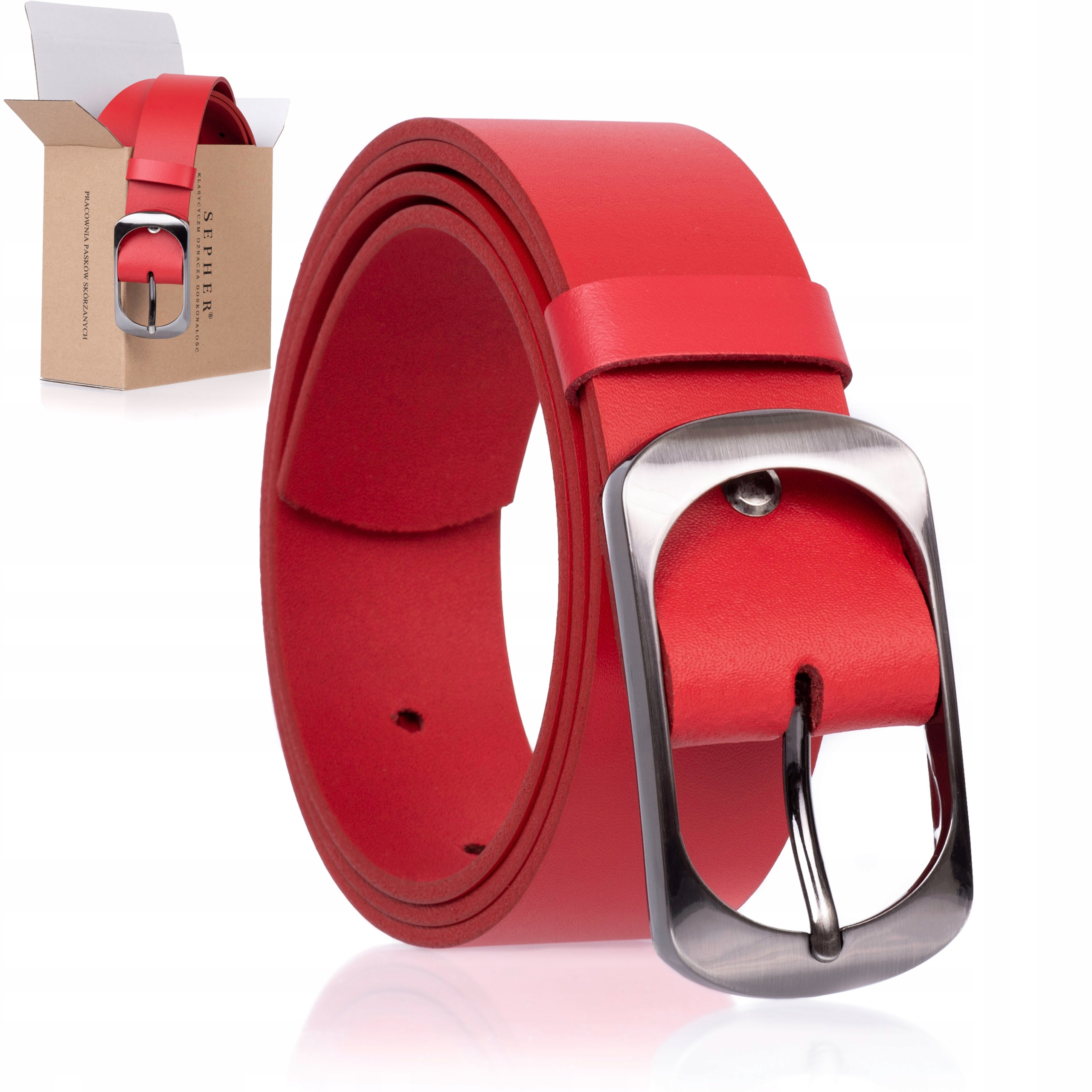 

Pasek skórzany Sepher Classic 4cm J. Czerwony |100