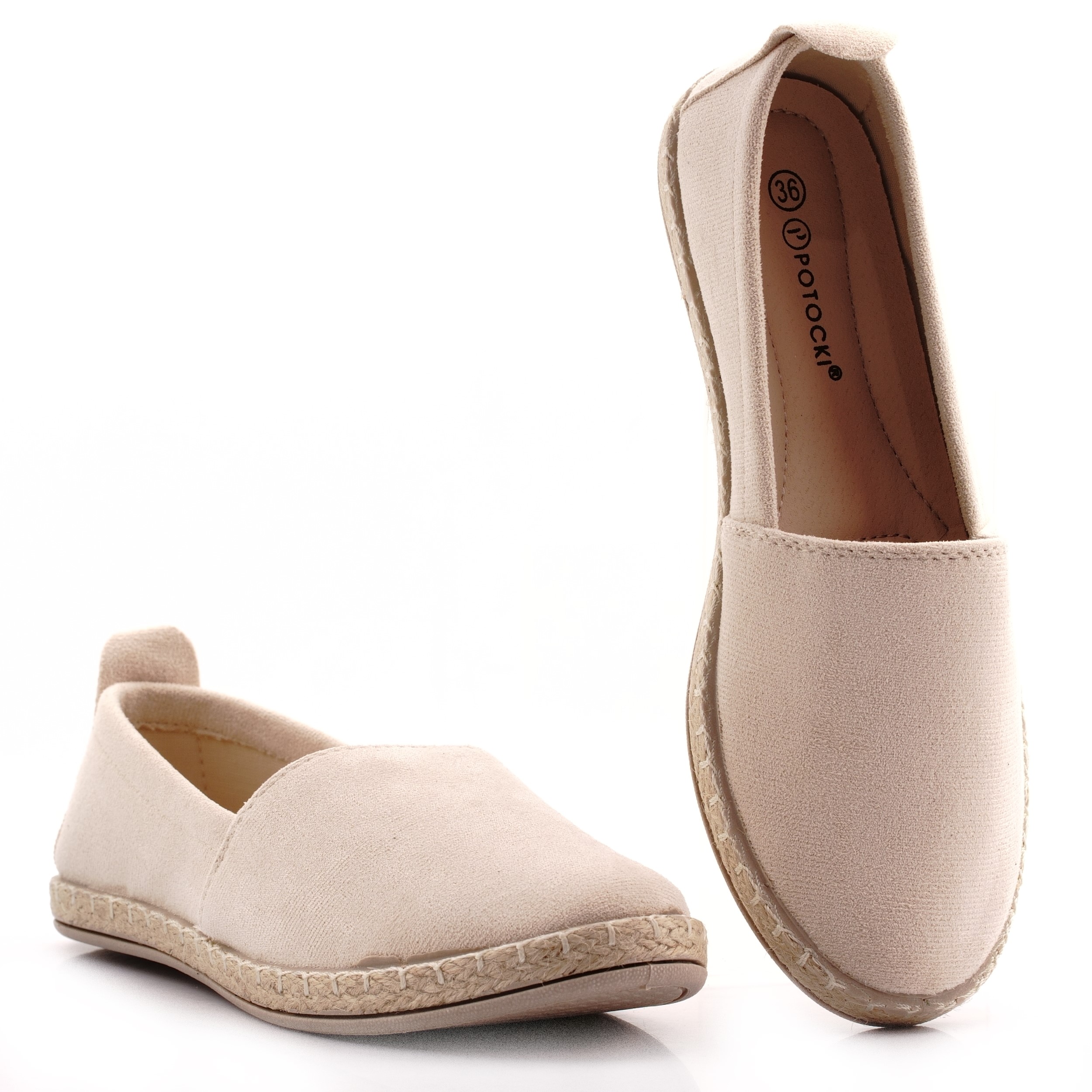 POTOCKI ESPADRYLE BUTY DAMSKIE WSUWANE BEŻOWE 16332