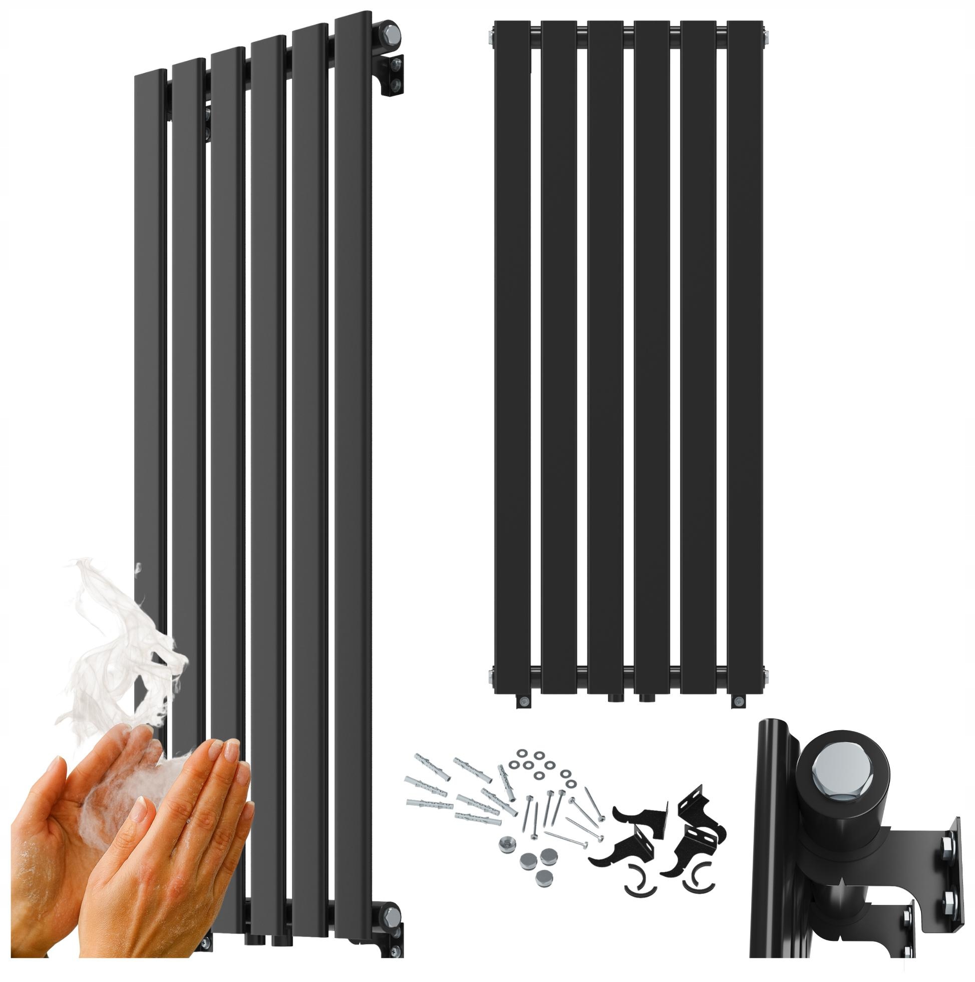 Vertikálny dekoratívny radiátor 1100x450 Čierny, panelový radiátor Fero, 553W