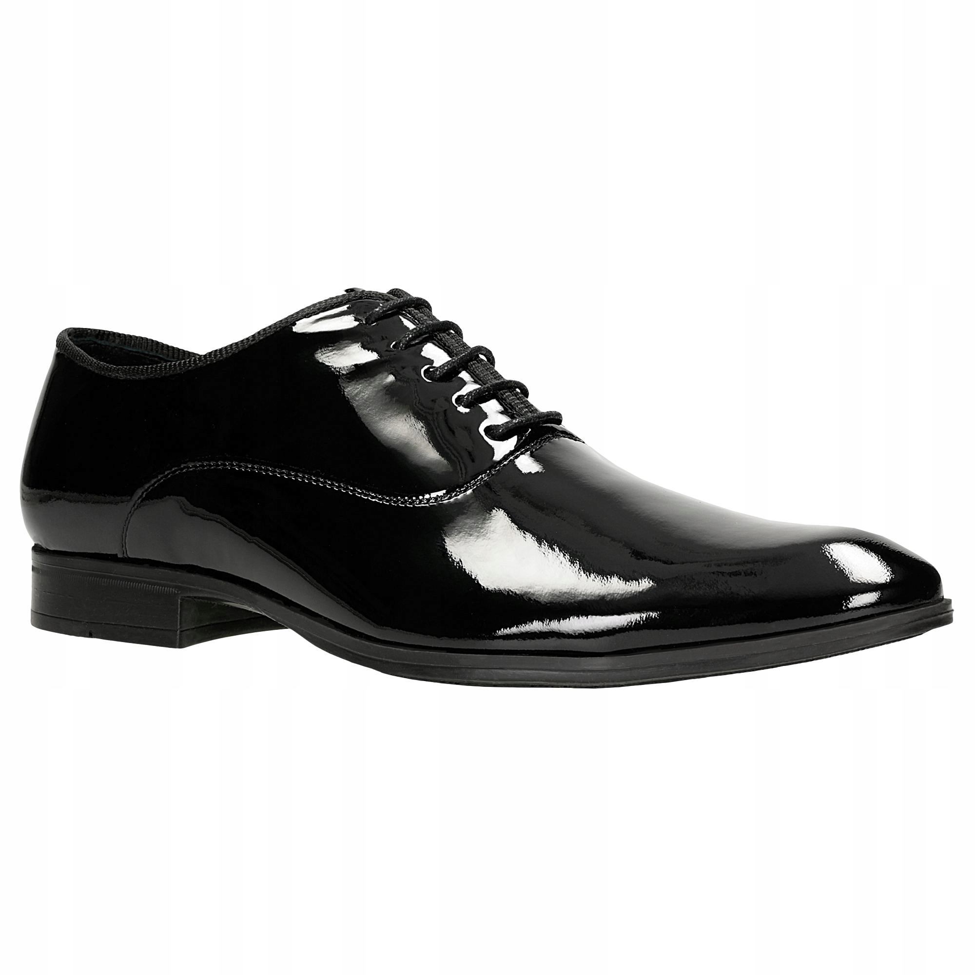 Wojas Pánské Lakované Polobotky Šněrovací Černé 43 T7G