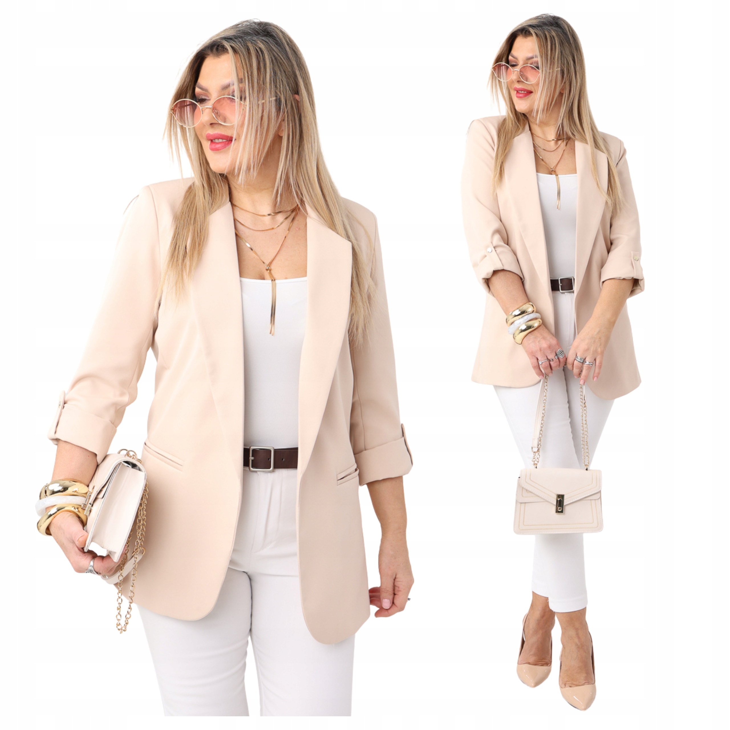 Żakiet Marynarka Długa Gładka Polski Producent Rozmiary