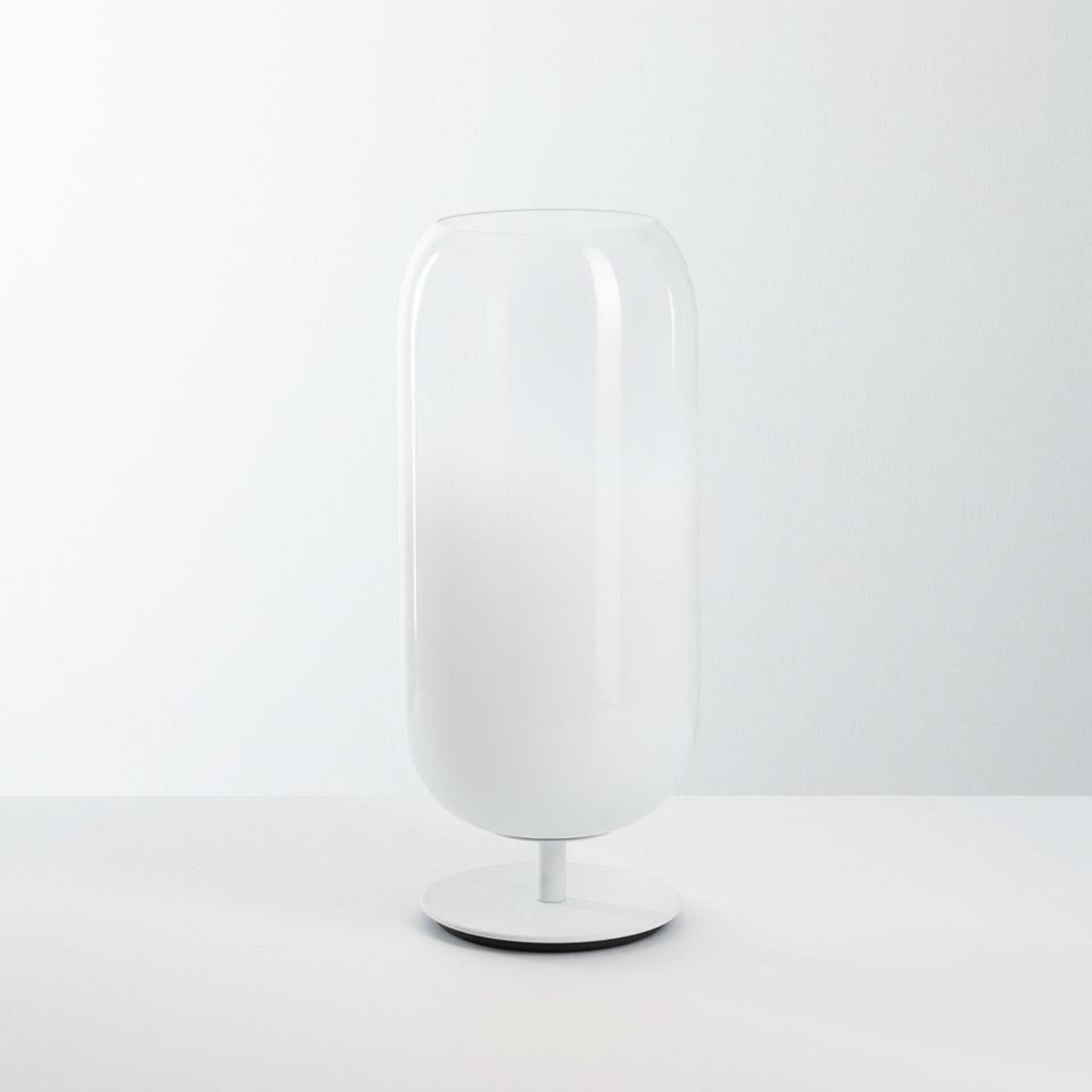 Artemide Gople stolná lampa biela, sklenené telo, E27, 485 mm
