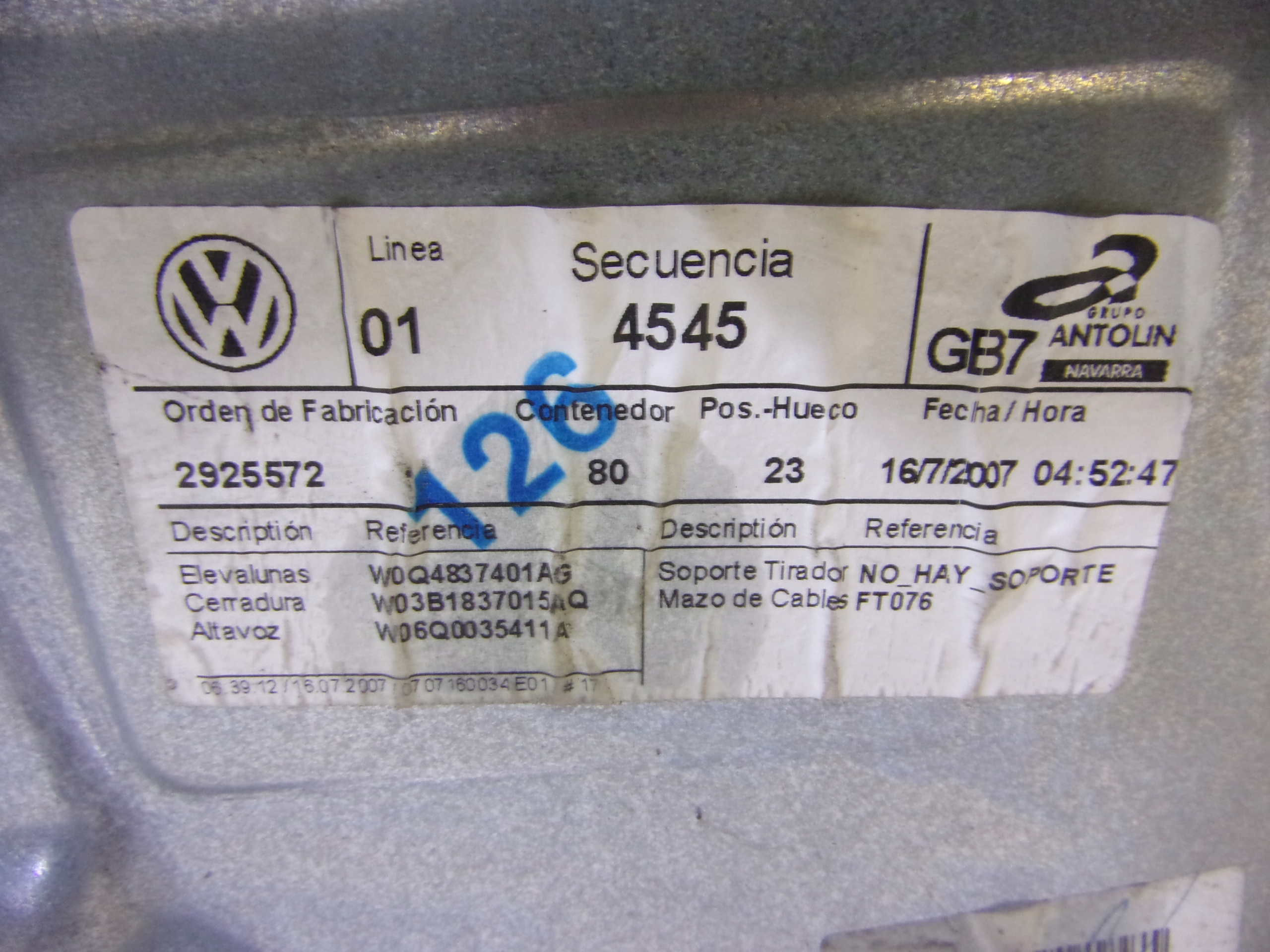 ELE mechanism windows left front VOLKSWAGEN POLO 4 6Q4837755